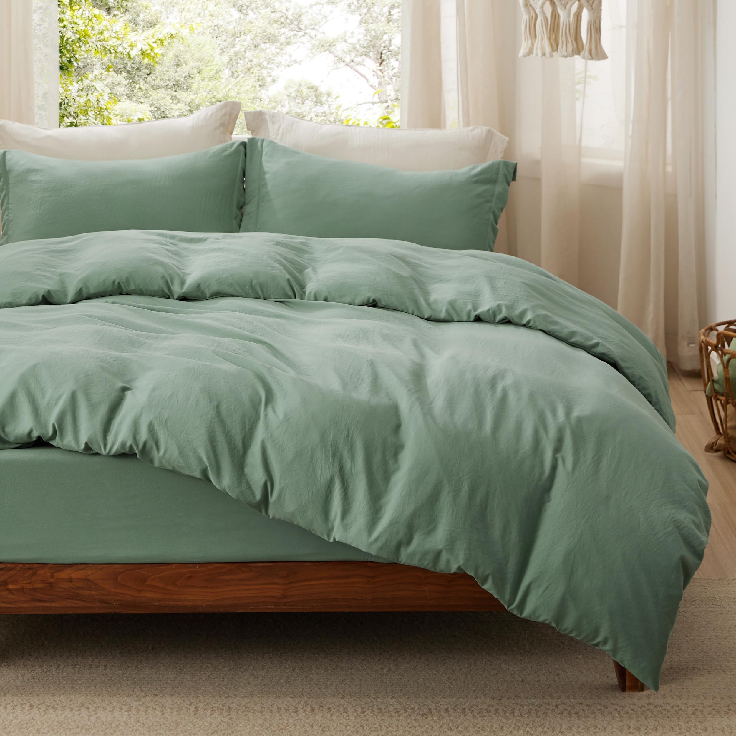 Bedsure White Duvet Cover Queen Size - 3 Pieces Prewashed Cotton-Like Polyester Extra Soft Bedding Set, Includes 1 Duvet Cover 90x90 Inches with Zipper Closure & 2 Pillow Shams, Comforter Not Included