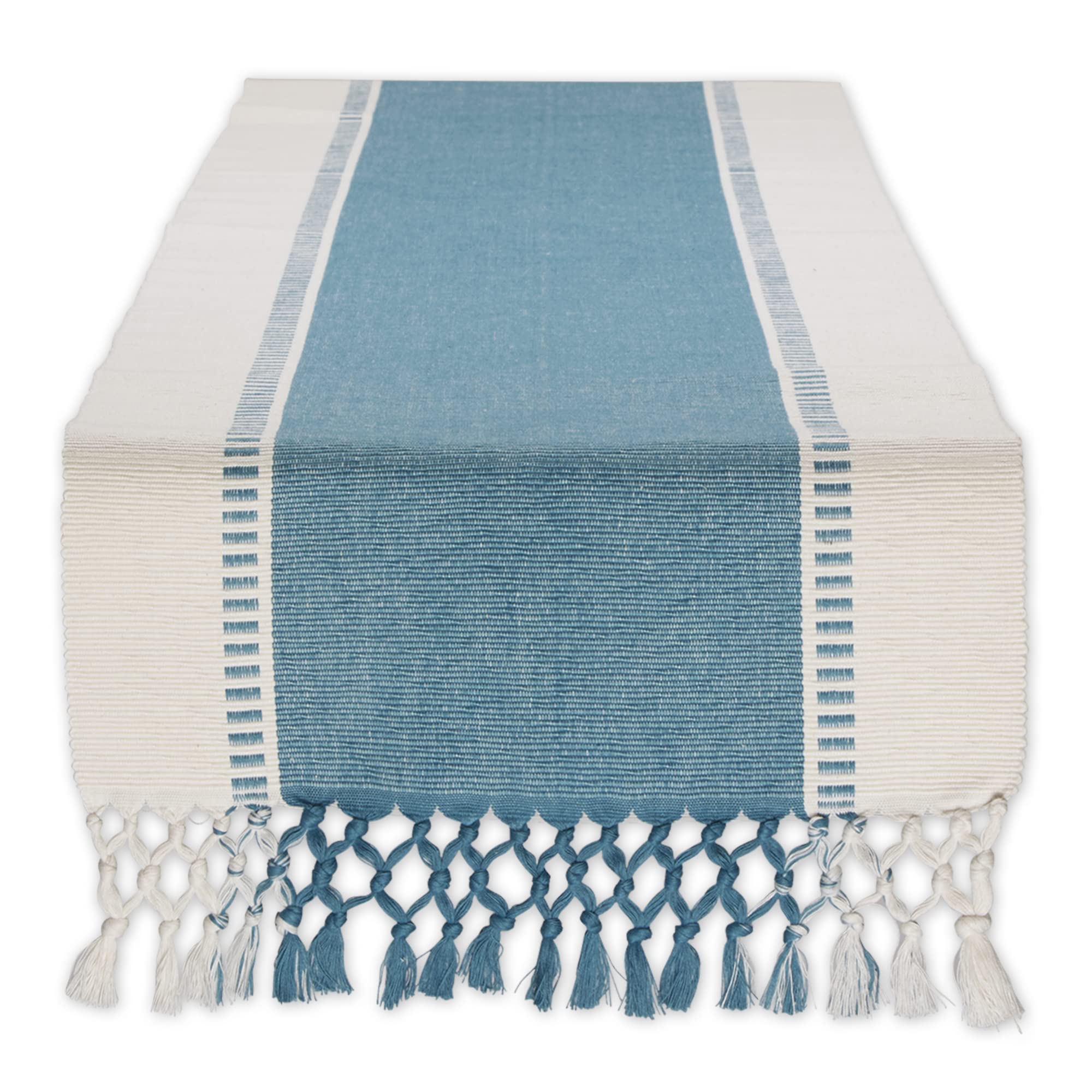 Stripe Woven Table Runner, 13x72-inch, French Blue