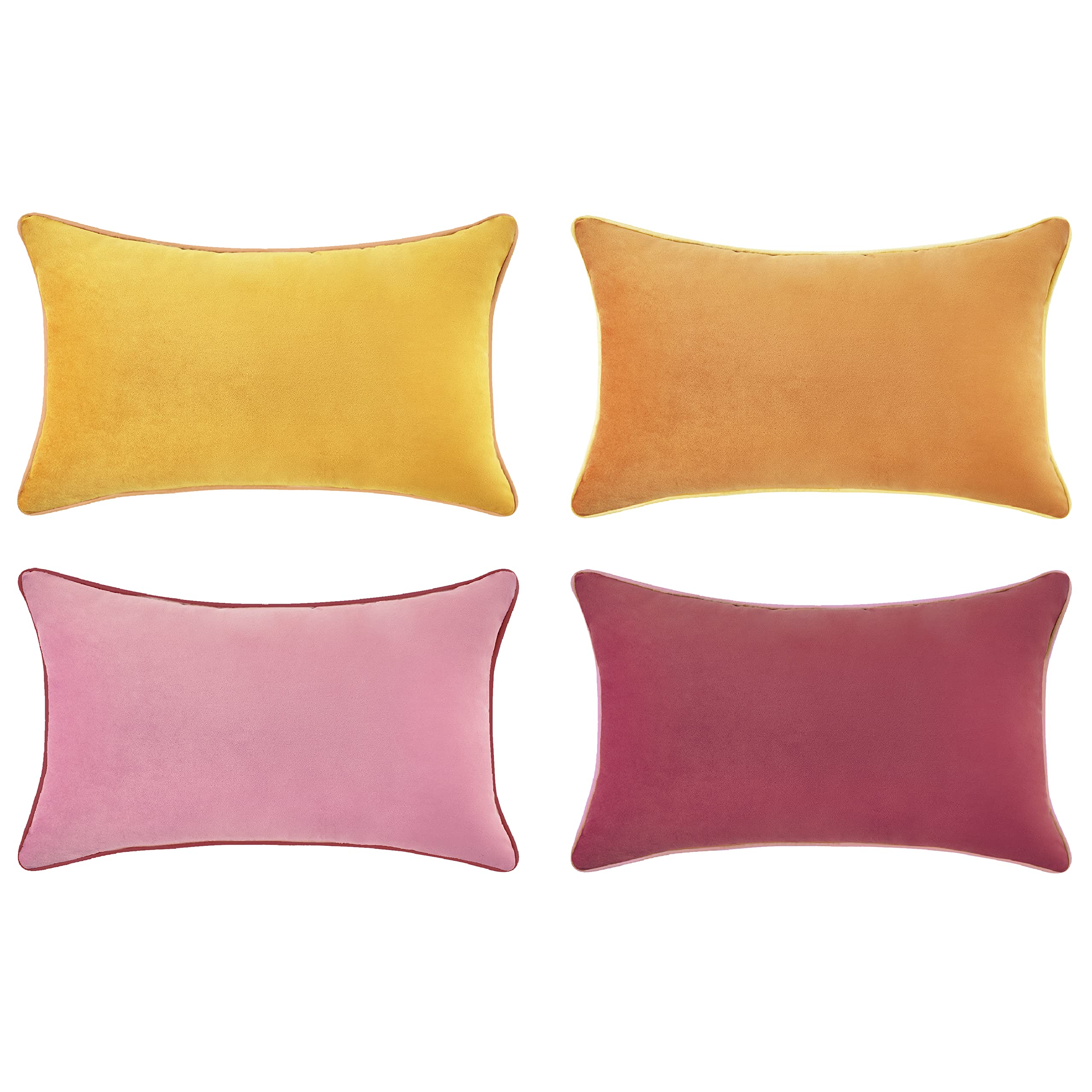 Set of 4 18×18 Inch Double-Sided Velvet Throw Pillow Covers, Orange & Teal