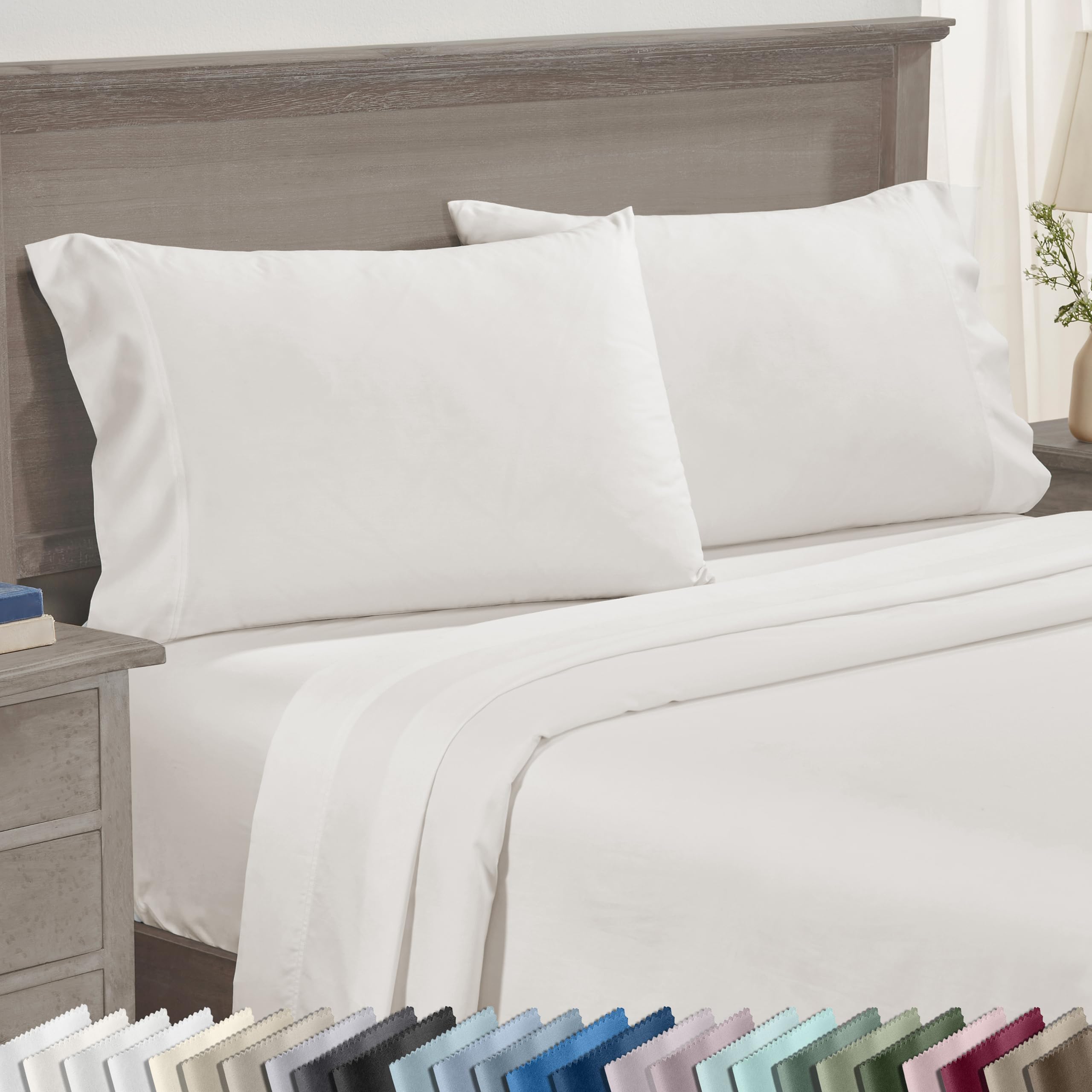 Set of 2 King Size White 600 Thread Count 100% Cotton Pillowcases