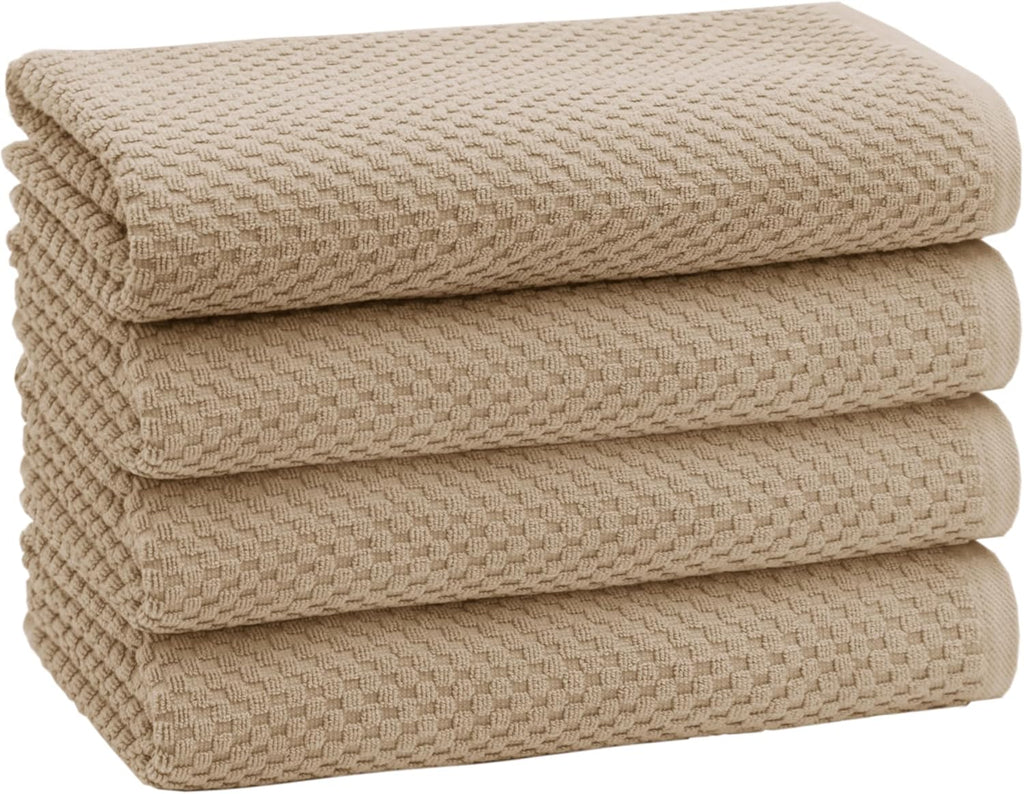 Set of 4 Linen Waffle Weave Bath Towels, 100% Ringspun Cotton 30"×56" Quick Dry Towels