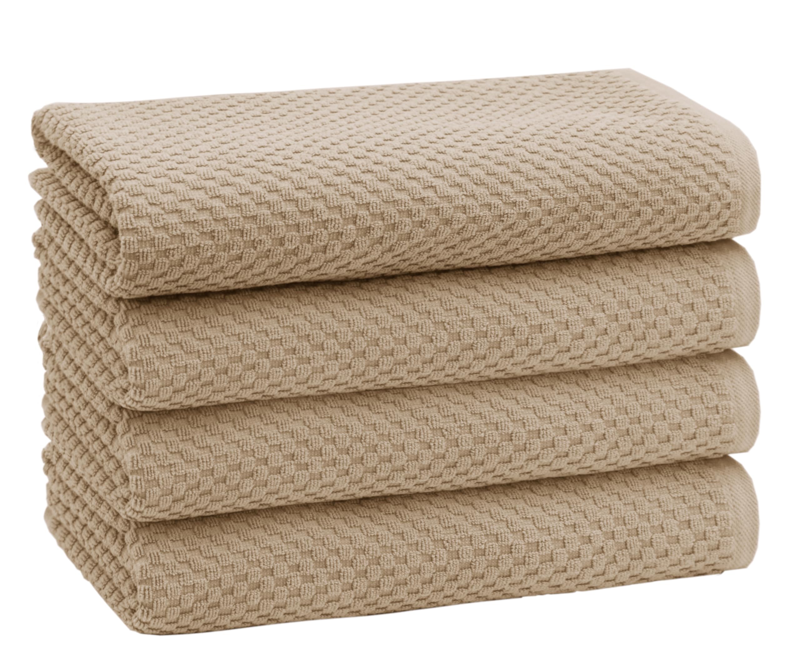 Set of 4 Linen Waffle Weave Bath Towels, 100% Ringspun Cotton 30"×56" Quick Dry Towels