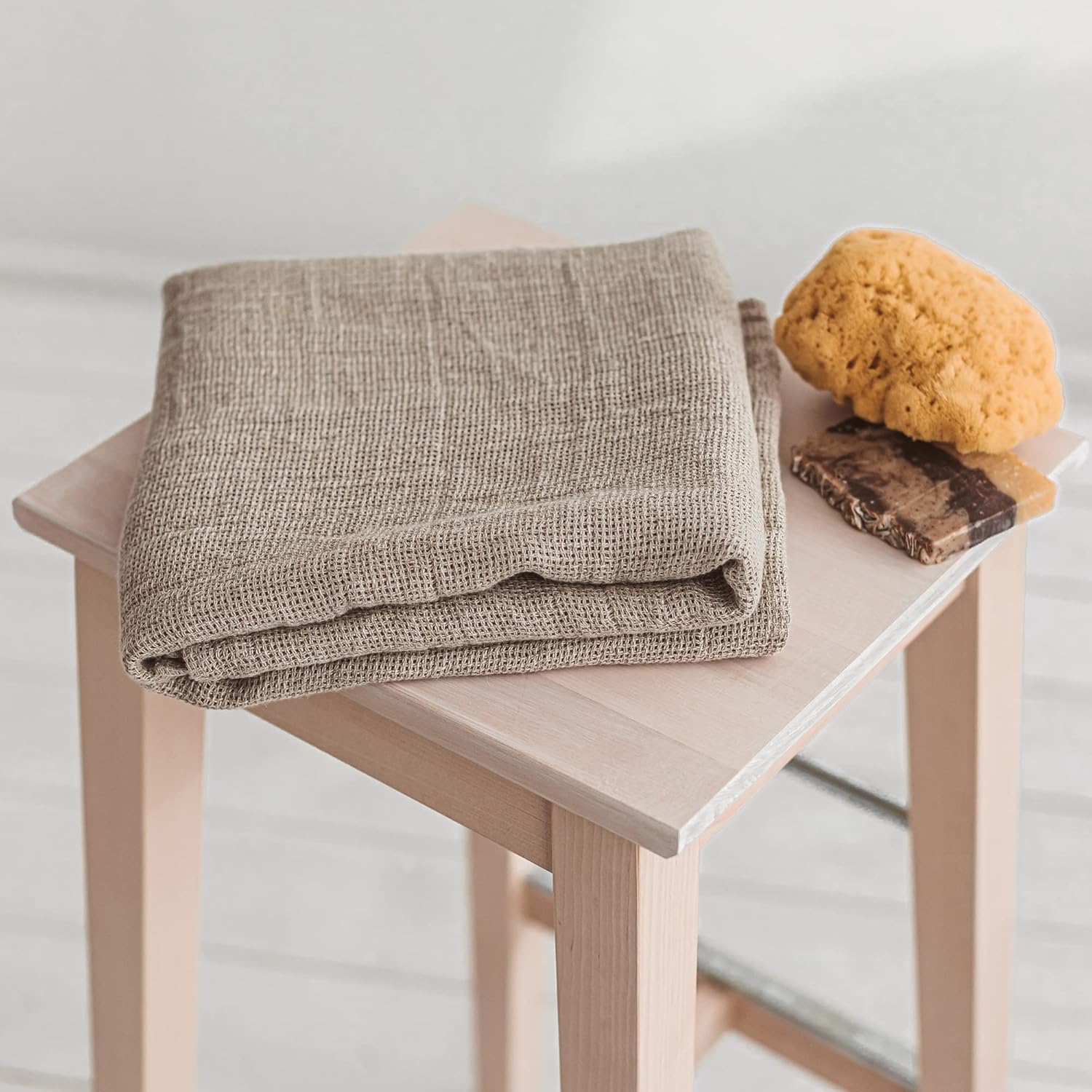 100% Linen Bath Sheet 35x70 - European Flax Open Weave Linen Bath Towel Oversized - Lightweight Absorbent Exfoliating Bath Sheets Towels for Adults - Quick-Drying XL Travel Towel Extra Large