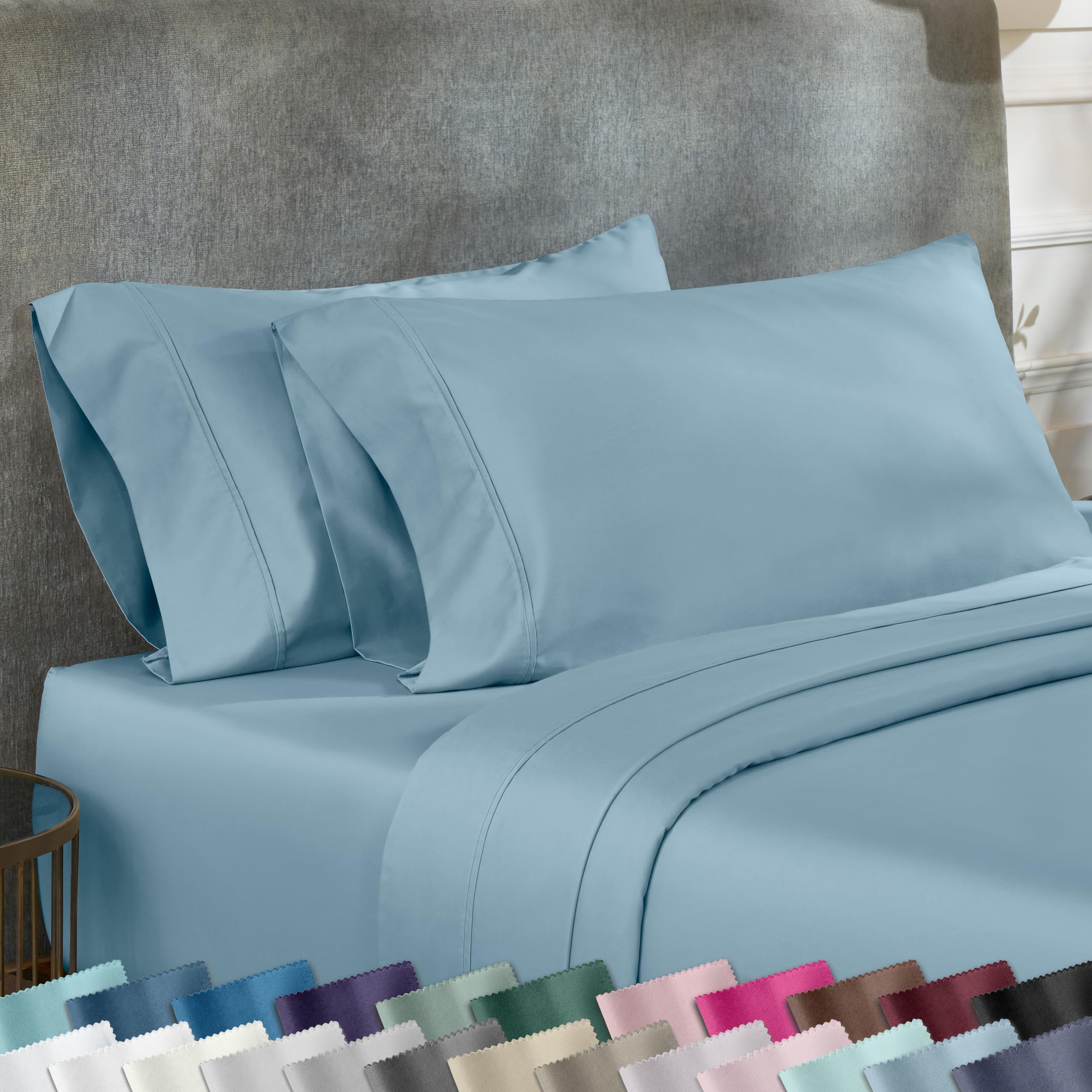 California Design Den Standard Queen Size Pillowcase Set - 400 Thread Count, 100% Cotton Sateen, Set of 2 Pillow Covers, Soft and Breathable - Bright White