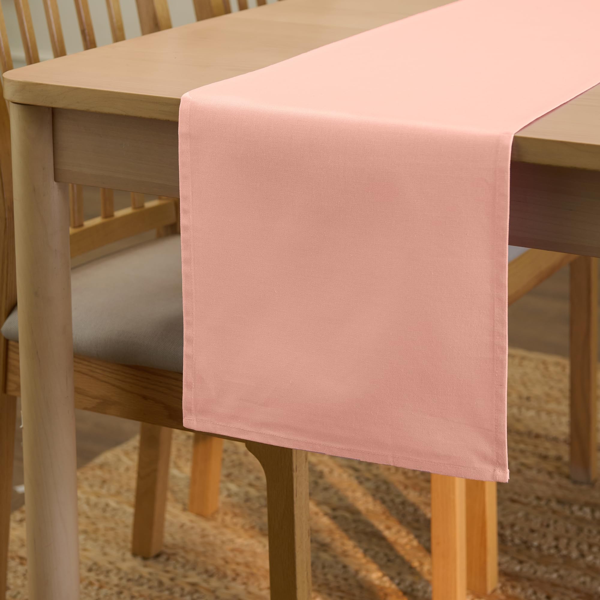 Encasa XO Table Runner 13"x72" Long | Cotton Canvas Fabric | Leaf Green Solid Color | Machine Washable & Durable