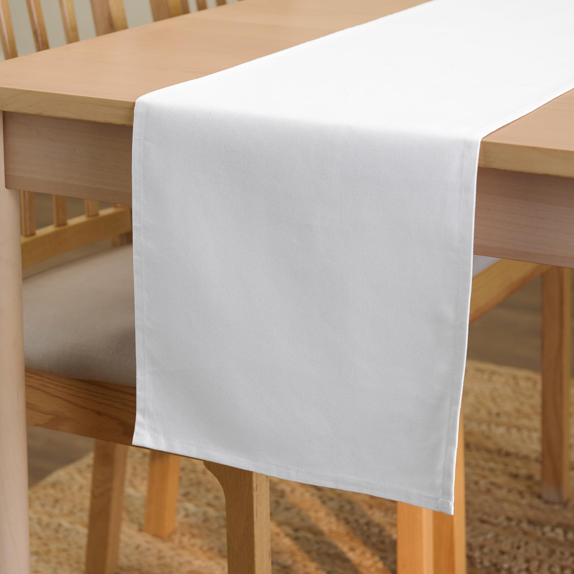 Encasa XO Table Runner 13"x72" Long | Cotton Canvas Fabric | Leaf Green Solid Color | Machine Washable & Durable