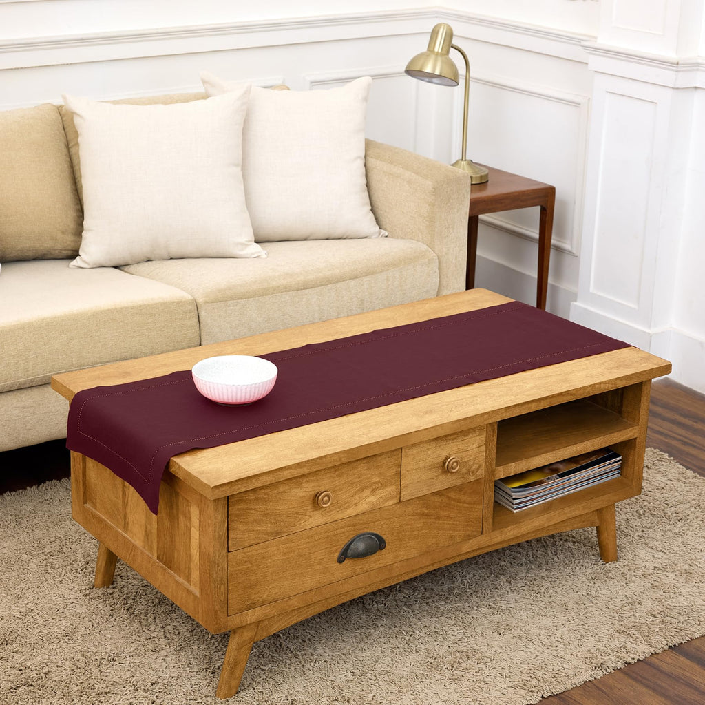 Solino Home Linen Light Natural Table Runner 72 Inches Long - 100% Pure Linen Hemstitch Table Runner 14 x 72 Inch for Dresser, Dining, Spring, Summer - Classic Hemstitch