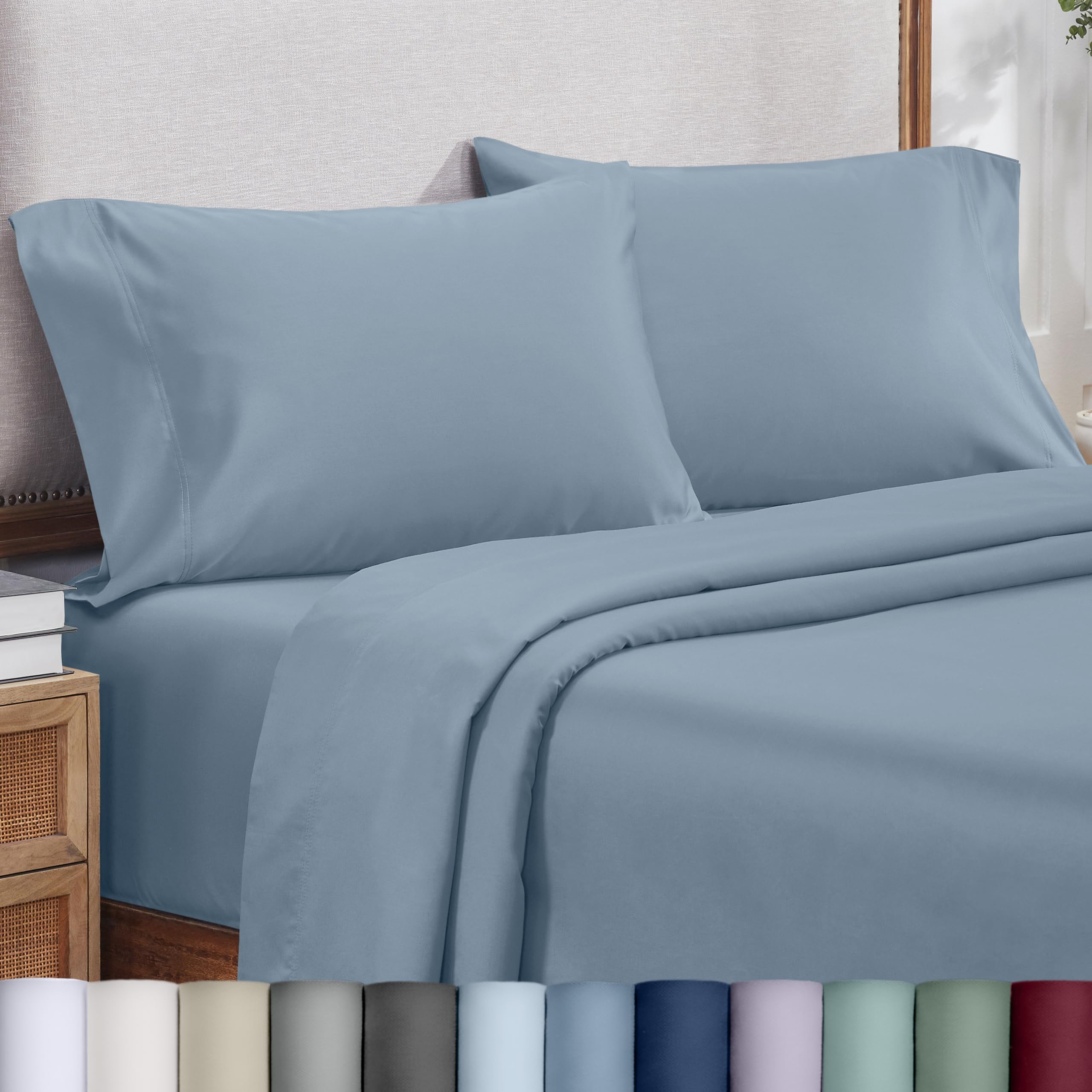 Heirloom Soft, Smooth & Thick Certified 800 Thread Count 100% Cotton Sateen, 2 King Size Pillow Cases, Fits King Pillows (Bright White)