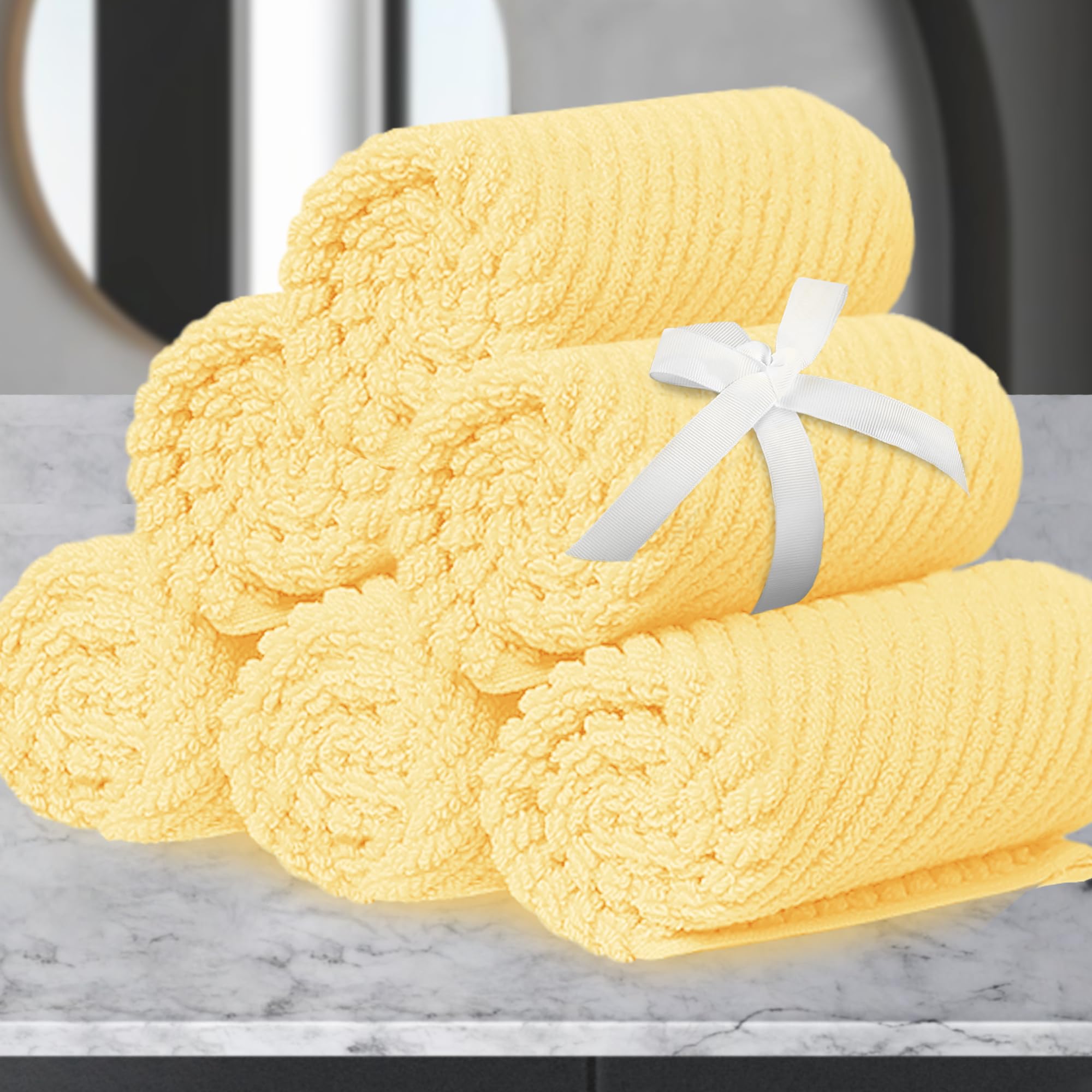 VOOVA & MOVAS Bath Towel Sets - 100% Cotton | Quick Dry | Light Weight | Thick | Soft, Beige Towels Set of 6, 2 Large Bath 30" x 56", 2 Hand 18" x 28", 2 Washcloths 13" x 13", Tan Towel Gift Set