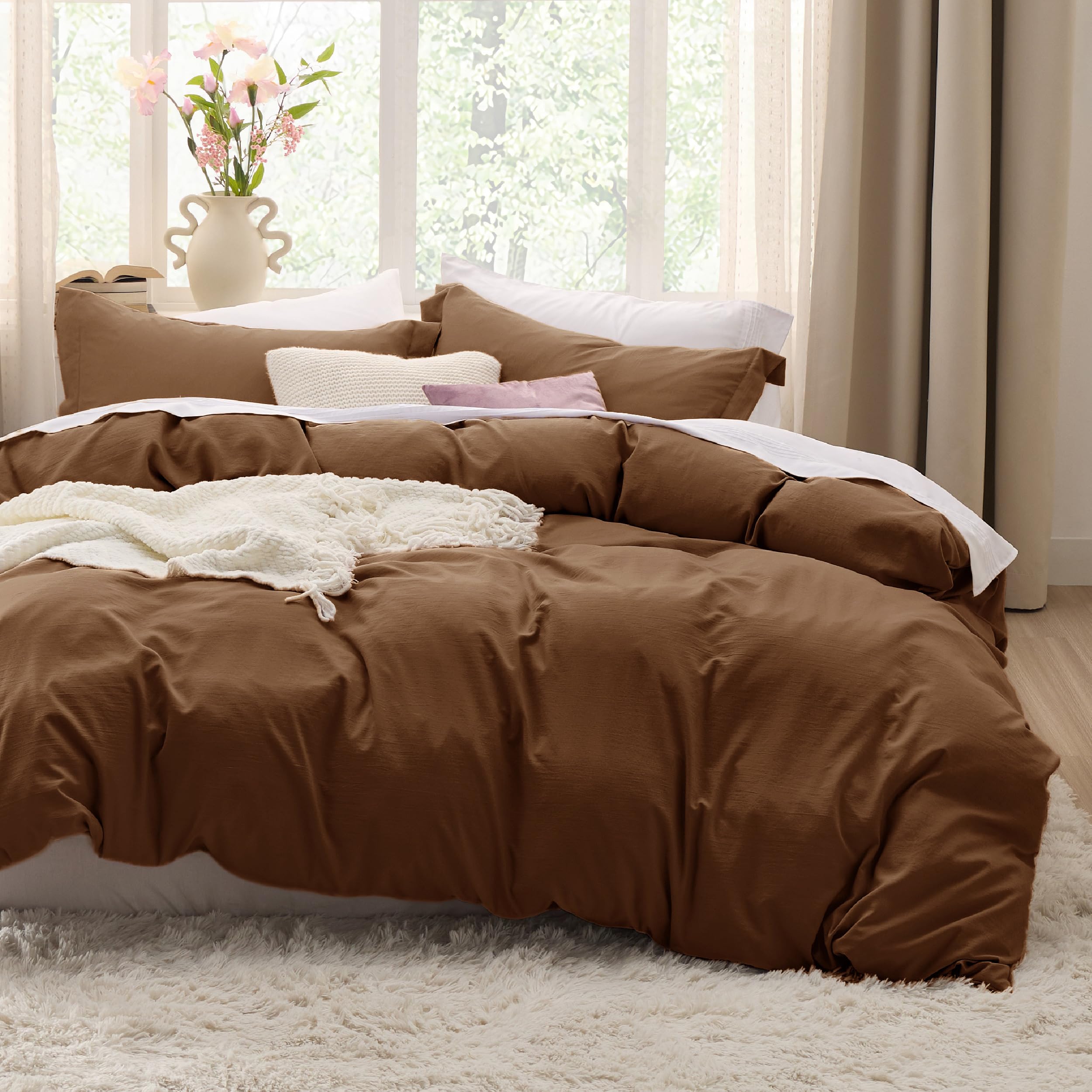 Bedsure White Duvet Cover Queen Size - 3 Pieces Prewashed Cotton-Like Polyester Extra Soft Bedding Set, Includes 1 Duvet Cover 90x90 Inches with Zipper Closure & 2 Pillow Shams, Comforter Not Included