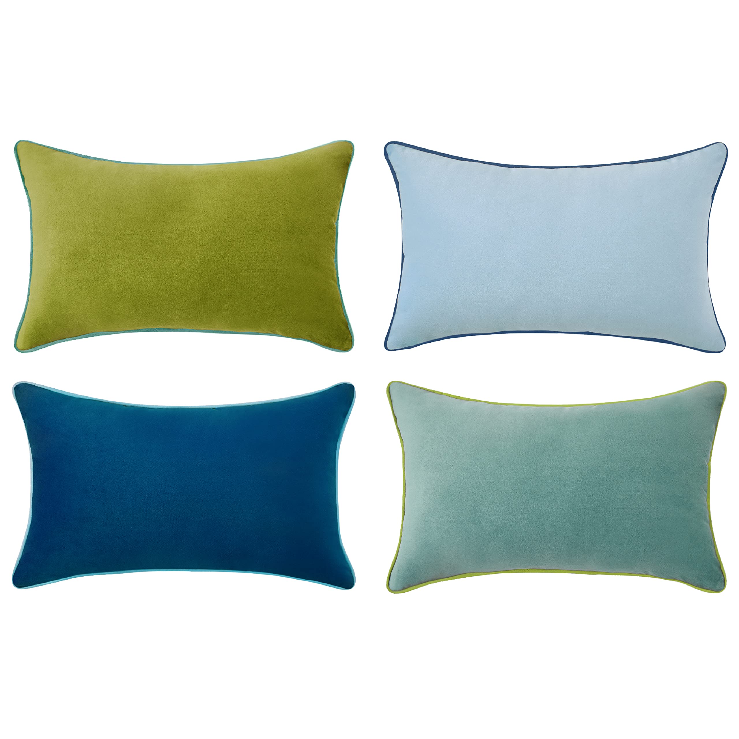 Set of 4 18×18 Inch Double-Sided Velvet Throw Pillow Covers, Orange & Teal
