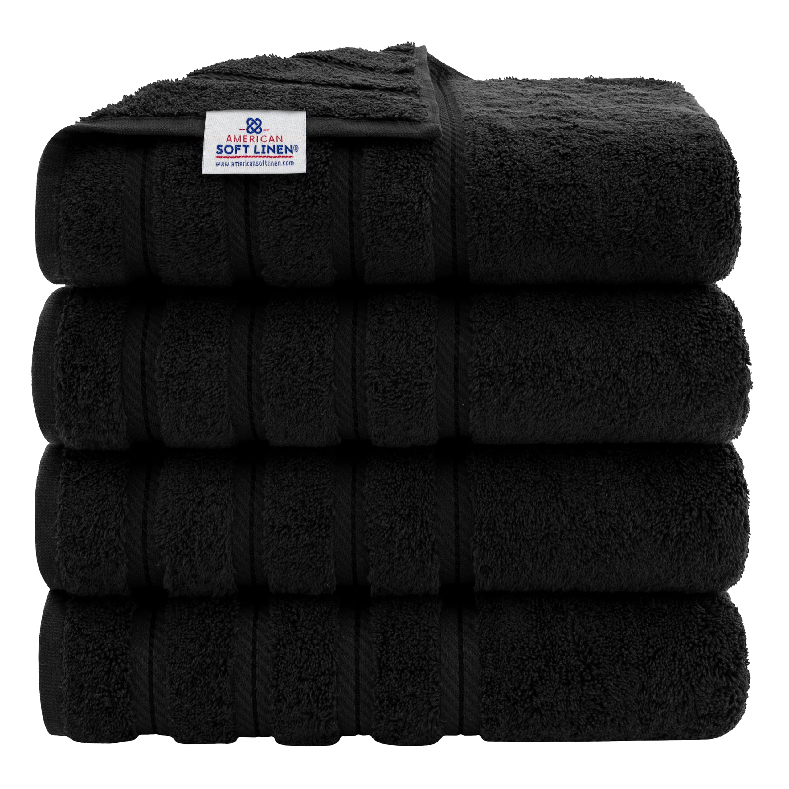 American Soft Linen Luxury 6 Piece Towel Set, 2 Bath Towels 2 Hand Towel 2 Washcloths, 600 GSM 100% Cotton Turkish Towels for Bathroom, Silver Grey Towel Sets