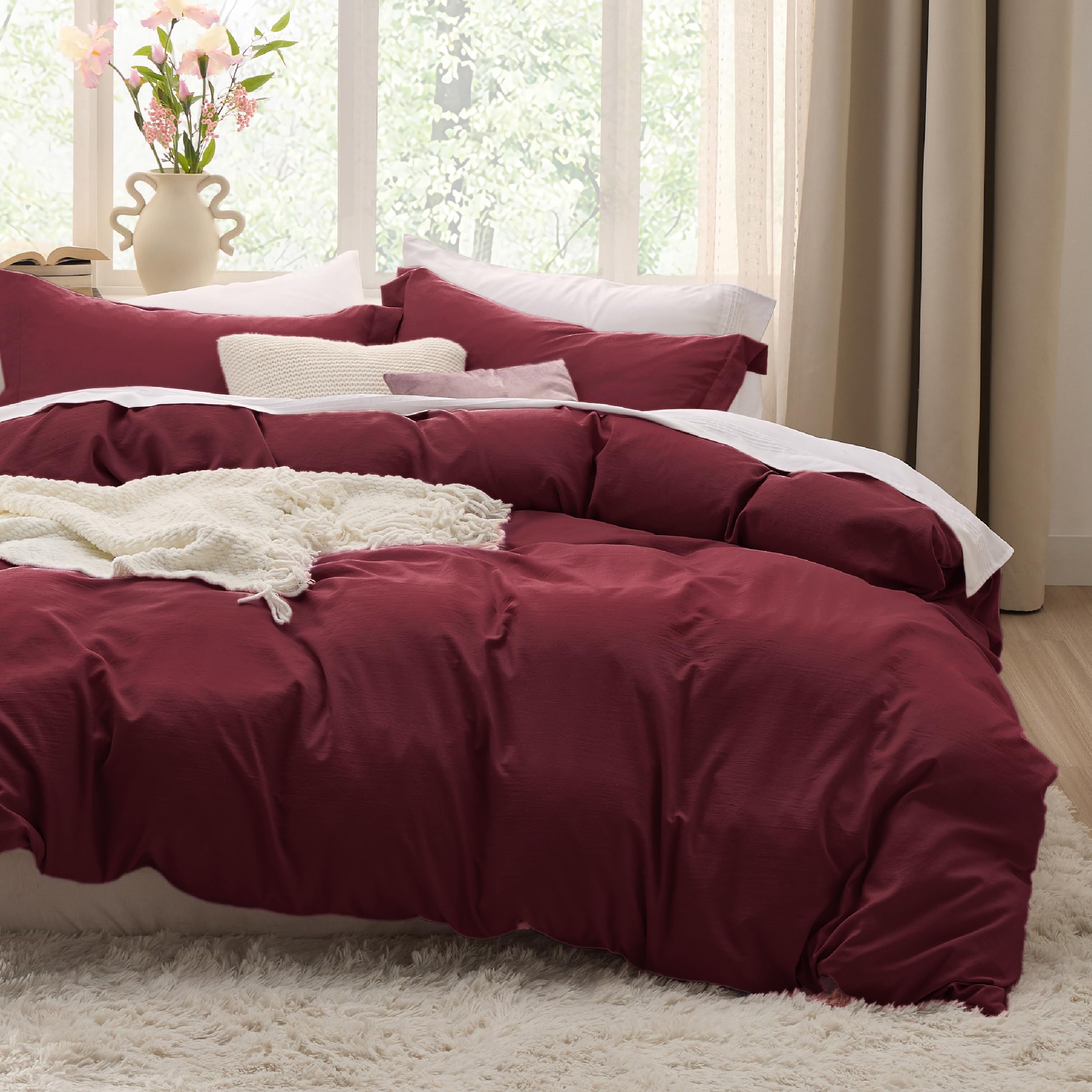 Bedsure White Duvet Cover Queen Size - 3 Pieces Prewashed Cotton-Like Polyester Extra Soft Bedding Set, Includes 1 Duvet Cover 90x90 Inches with Zipper Closure & 2 Pillow Shams, Comforter Not Included