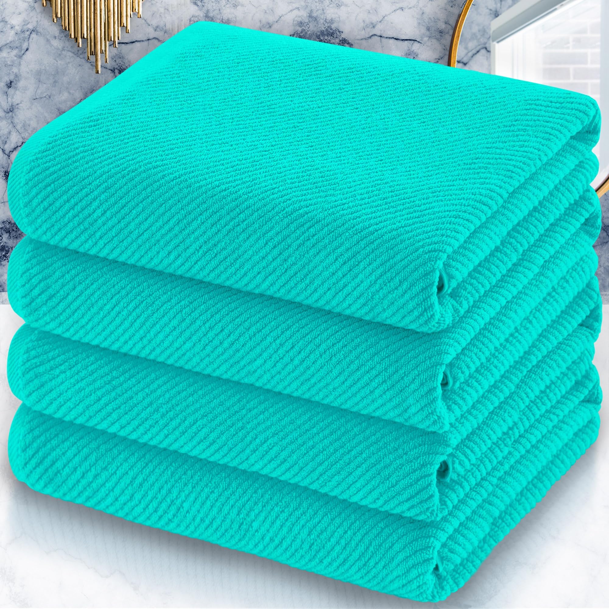VOOVA & MOVAS Bath Towel Sets - 100% Cotton | Quick Dry | Light Weight | Thick | Soft, Beige Towels Set of 6, 2 Large Bath 30" x 56", 2 Hand 18" x 28", 2 Washcloths 13" x 13", Tan Towel Gift Set