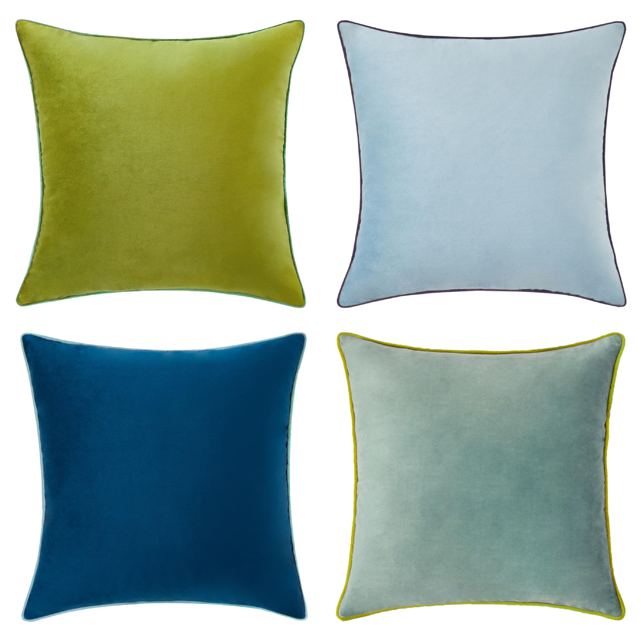 MONDAY MOOSE Decorative Throw Pillow Covers Cushion Cases, Set of 4 Soft Velvet Modern Double-Sided Designs, Mix and Match for Home Decor, Pillow Inserts Not Included (18x18 inch, Orange/Teal)
