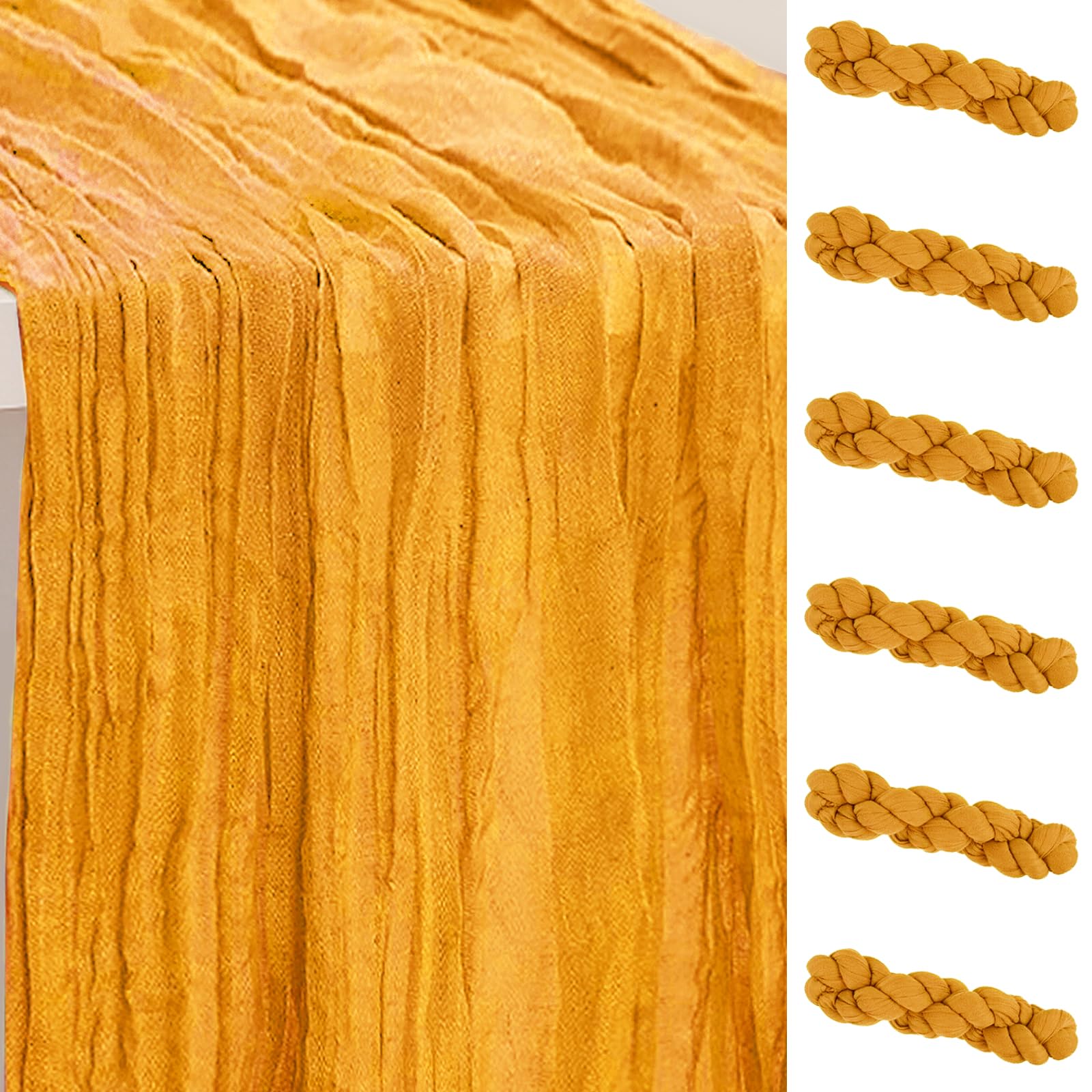 6 Pack Sage Green Cheesecloth Table Runner 35x120 Inch 10Ft Rustic Gauze Cheese Cloth Table Runner Sheer Cheesecloth Table Runners for Wedding Party Bridal Shower Decoration