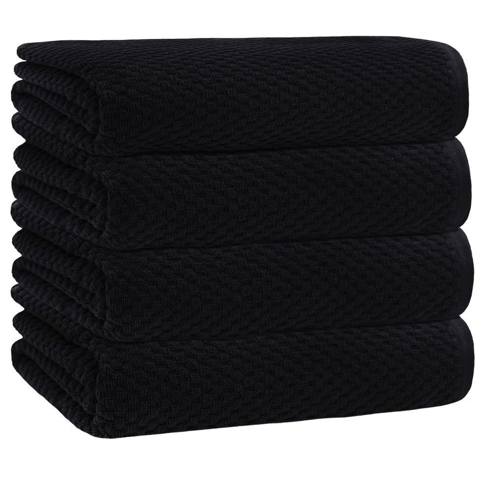 Set of 4 Linen Waffle Weave Bath Towels, 100% Ringspun Cotton 30"×56" Quick Dry Towels