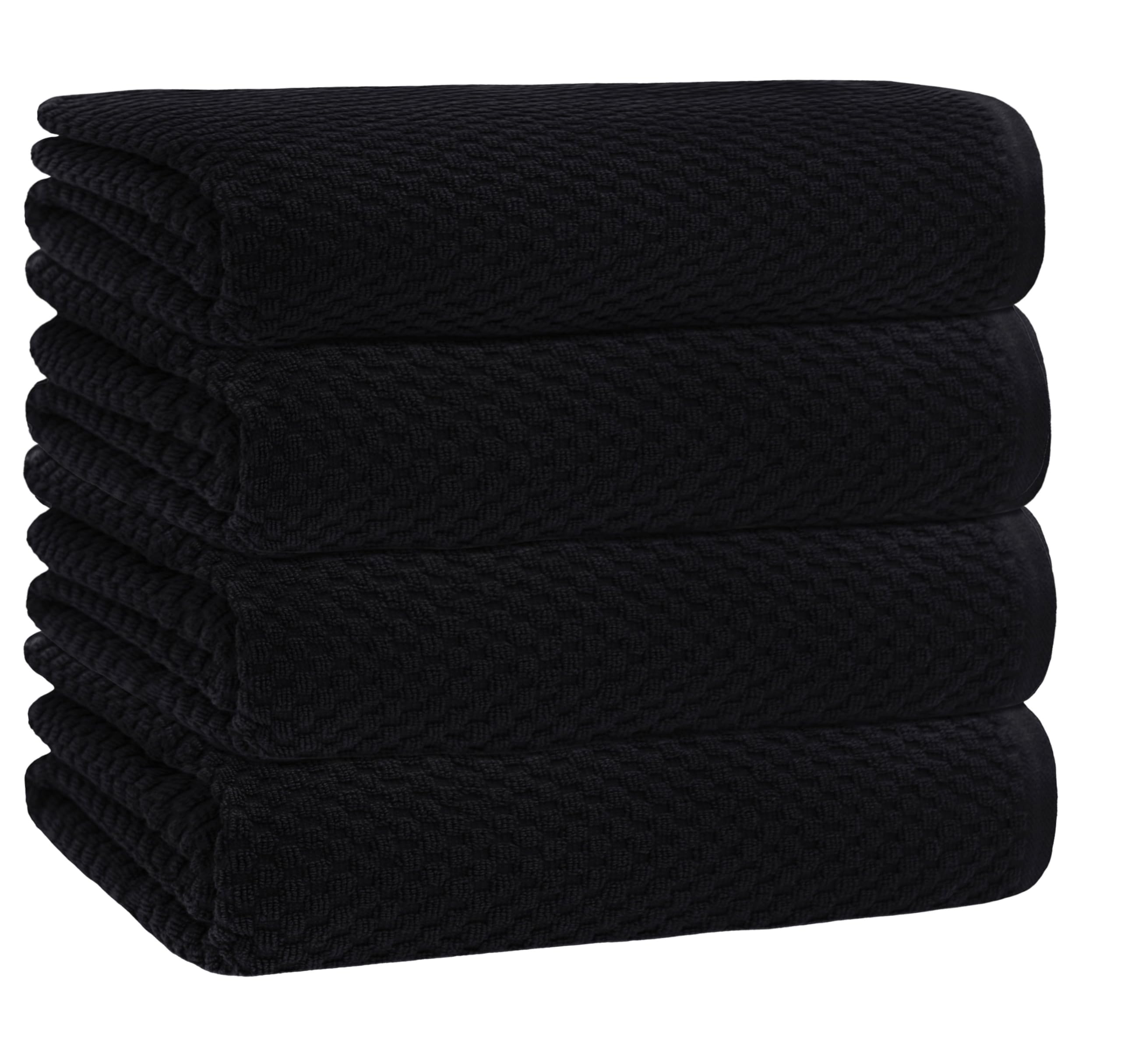 Set of 4 Linen Waffle Weave Bath Towels, 100% Ringspun Cotton 30"×56" Quick Dry Towels