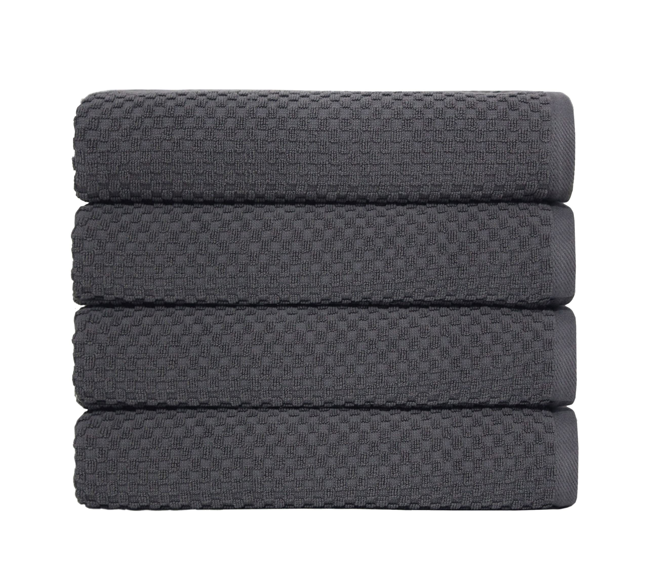 Set of 4 Linen Waffle Weave Bath Towels, 100% Ringspun Cotton 30"×56" Quick Dry Towels