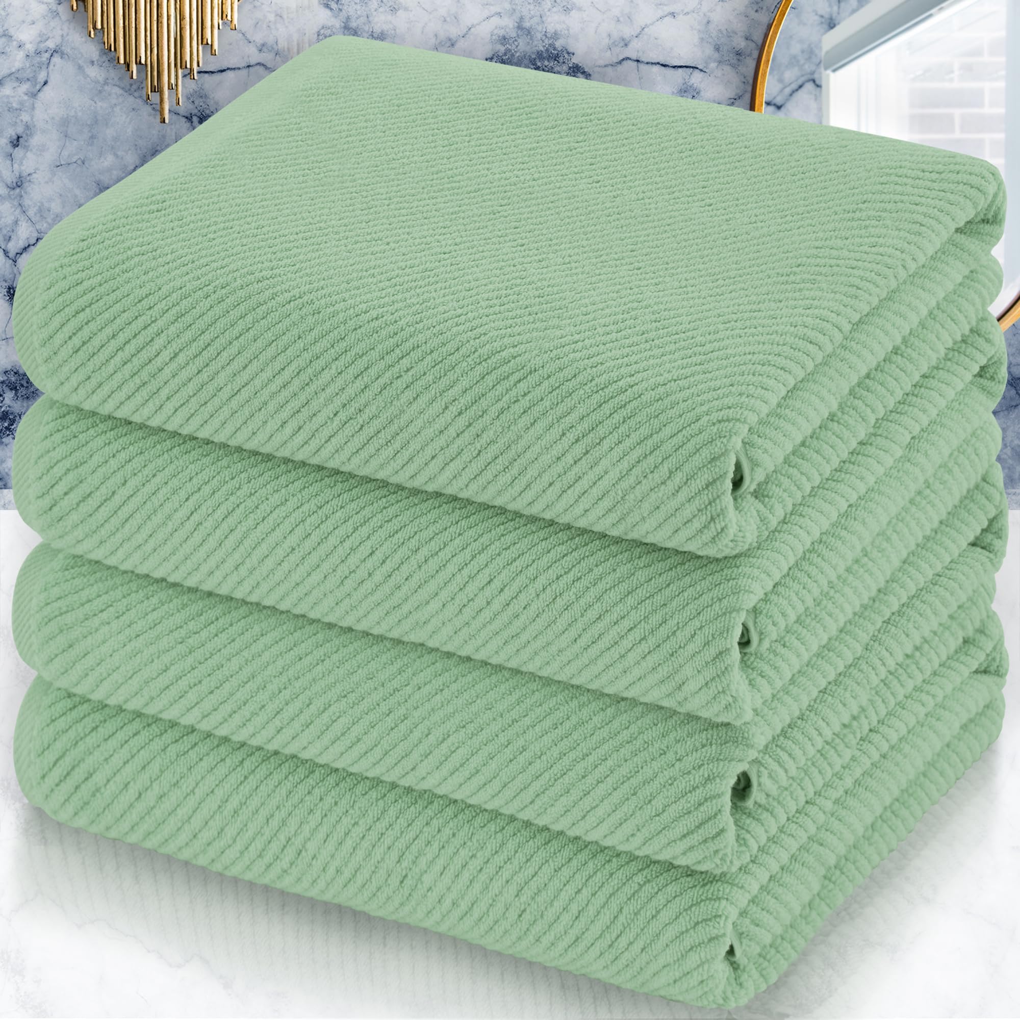 VOOVA & MOVAS Bath Towel Sets - 100% Cotton | Quick Dry | Light Weight | Thick | Soft, Beige Towels Set of 6, 2 Large Bath 30" x 56", 2 Hand 18" x 28", 2 Washcloths 13" x 13", Tan Towel Gift Set