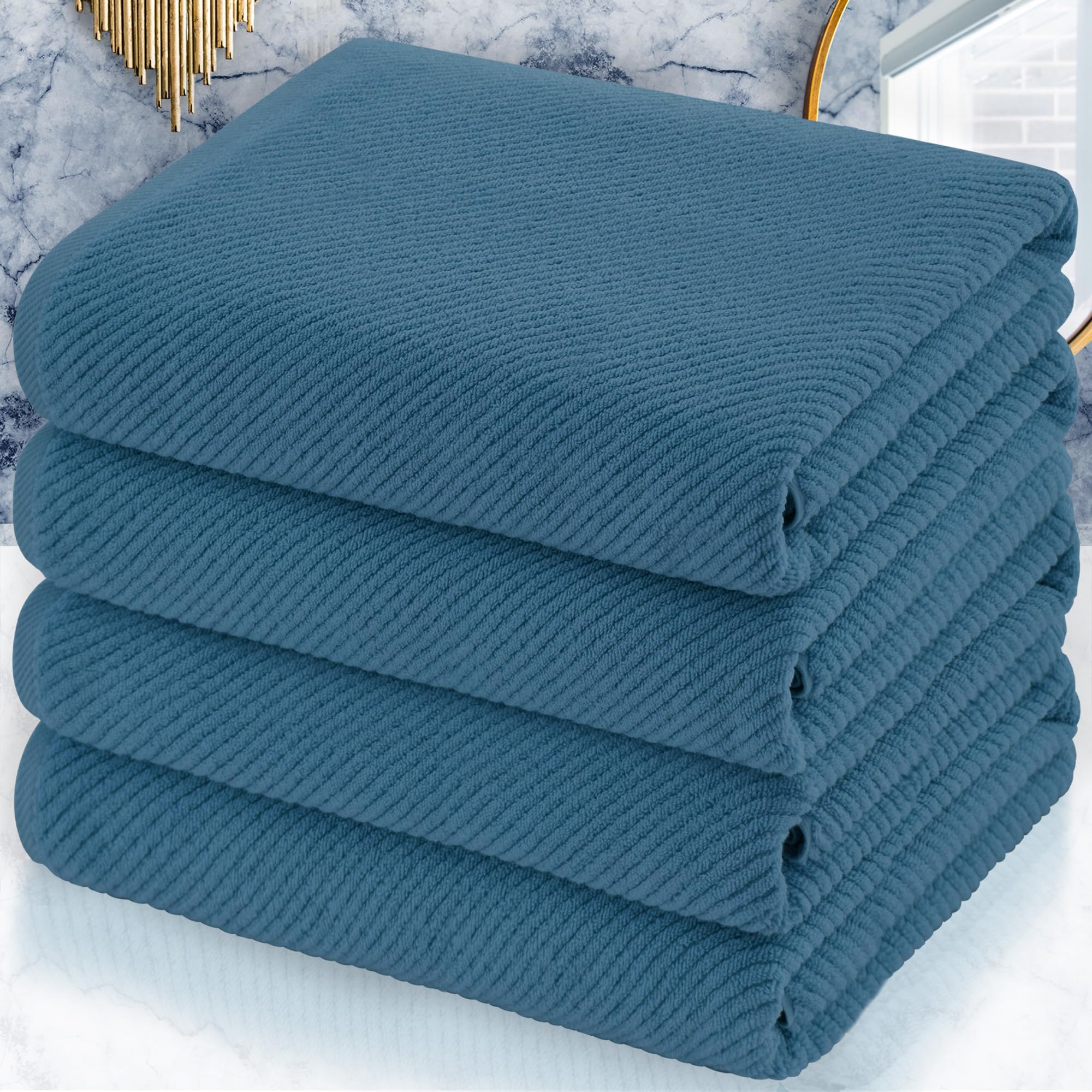 VOOVA & MOVAS Bath Towel Sets - 100% Cotton | Quick Dry | Light Weight | Thick | Soft, Beige Towels Set of 6, 2 Large Bath 30" x 56", 2 Hand 18" x 28", 2 Washcloths 13" x 13", Tan Towel Gift Set