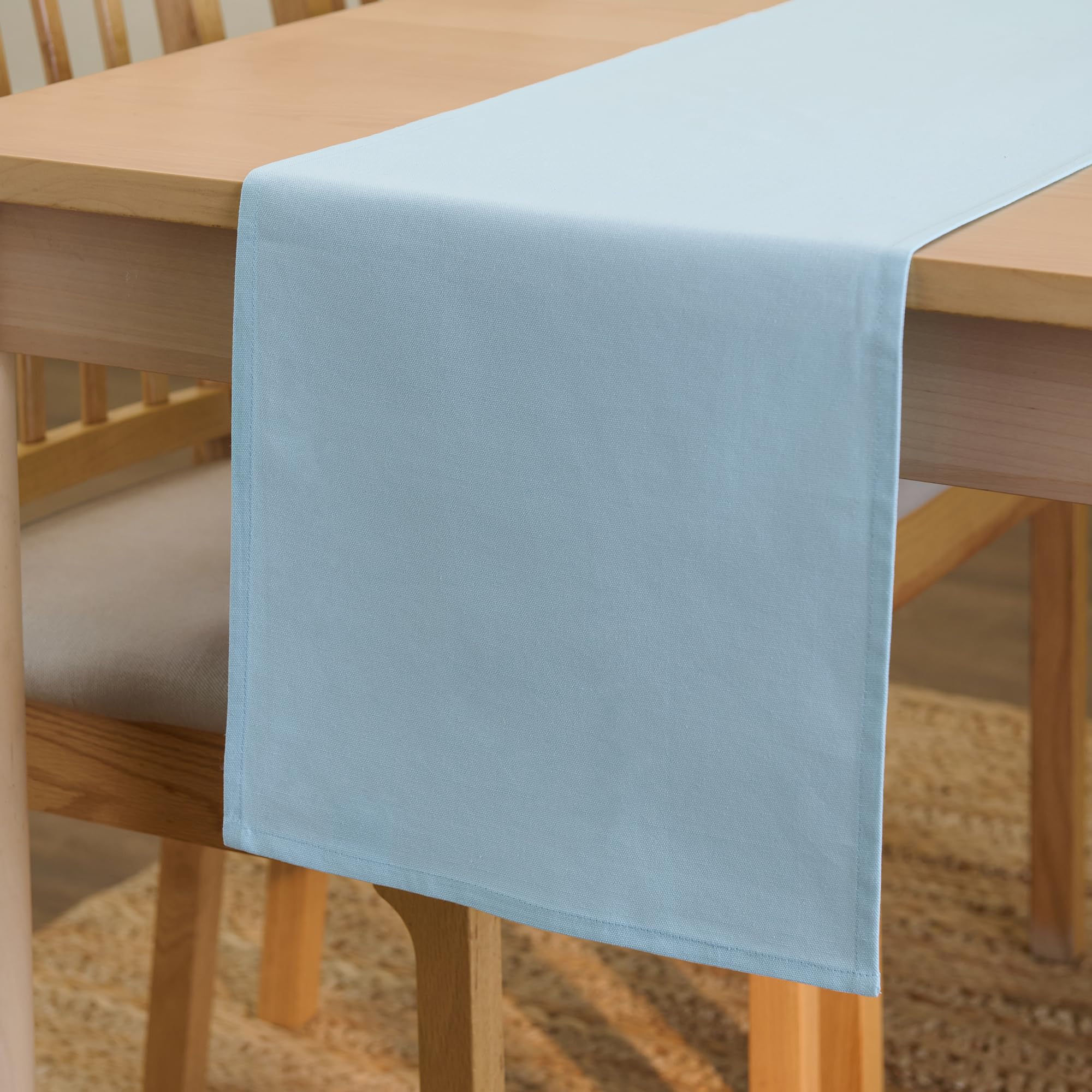 Encasa XO Table Runner 13"x72" Long | Cotton Canvas Fabric | Leaf Green Solid Color | Machine Washable & Durable