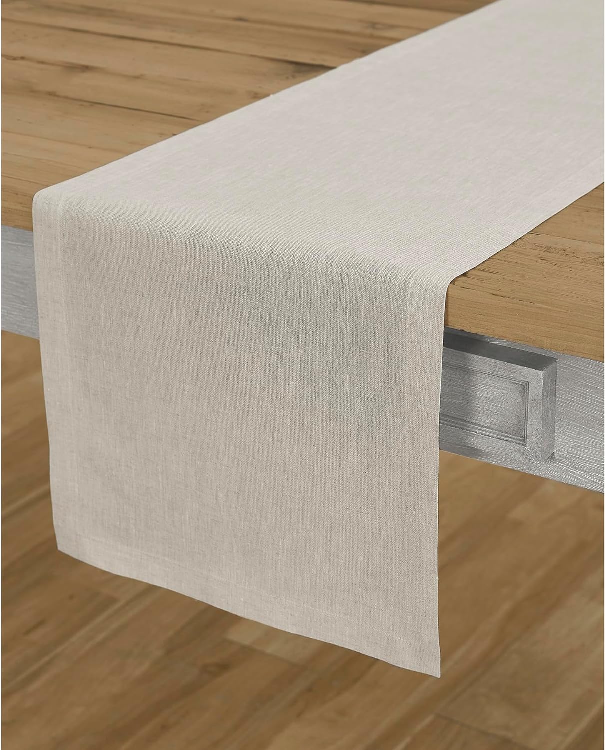 Solino Home Linen Table Runner 72 Inches Long - Athena, 100% Pure Linen Light Natural Table Runner 14 x 72 Inch for Dining, Spring, Summer
