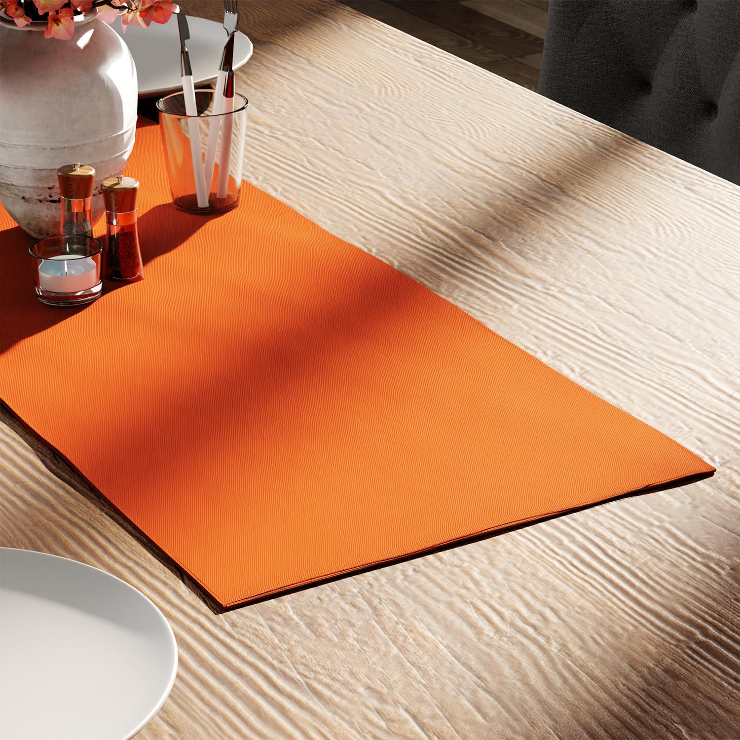 Encasa XO Table Runner 13"x72" Long | Cotton Canvas Fabric | Leaf Green Solid Color | Machine Washable & Durable