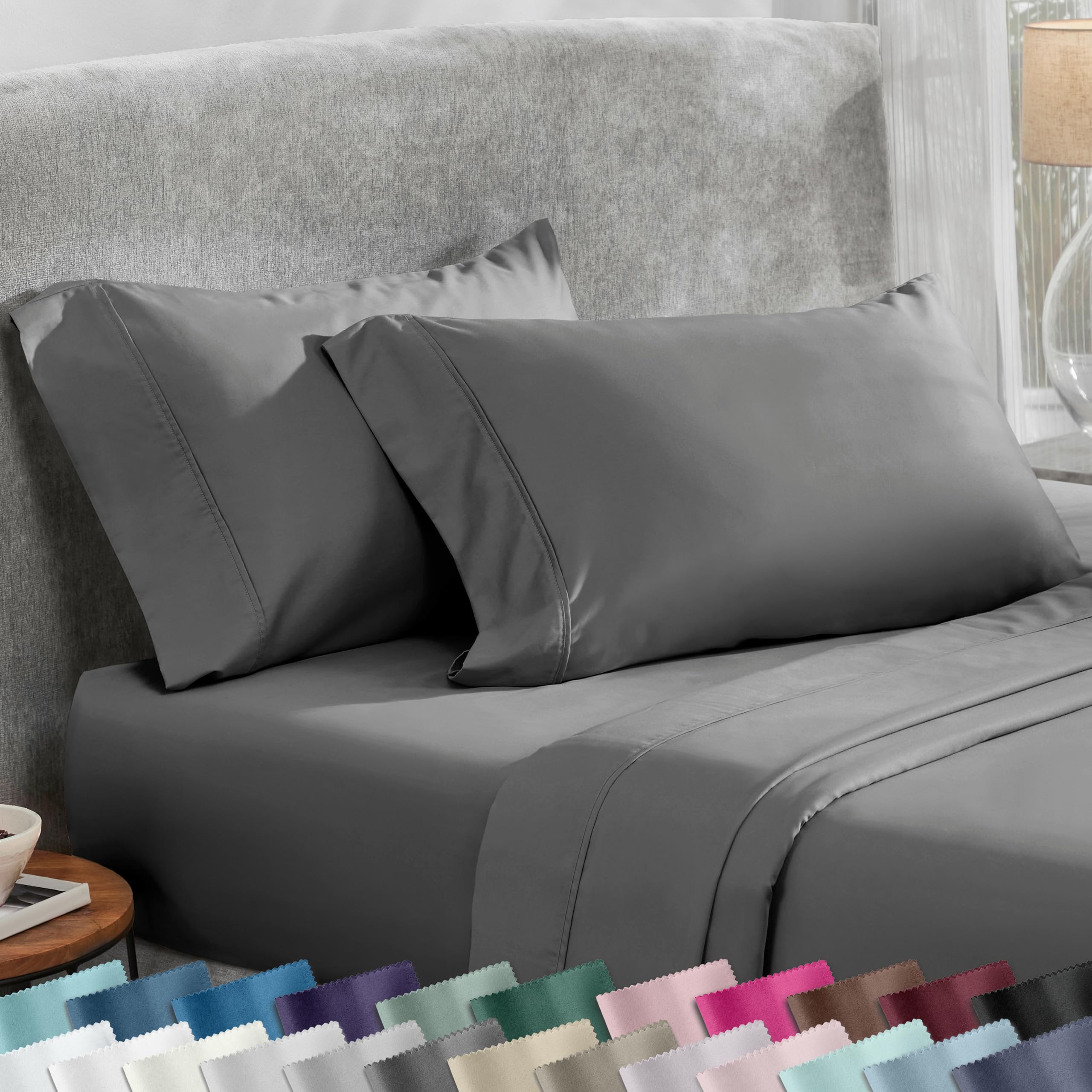 California Design Den Standard Queen Size Pillowcase Set - 400 Thread Count, 100% Cotton Sateen, Set of 2 Pillow Covers, Soft and Breathable - Bright White