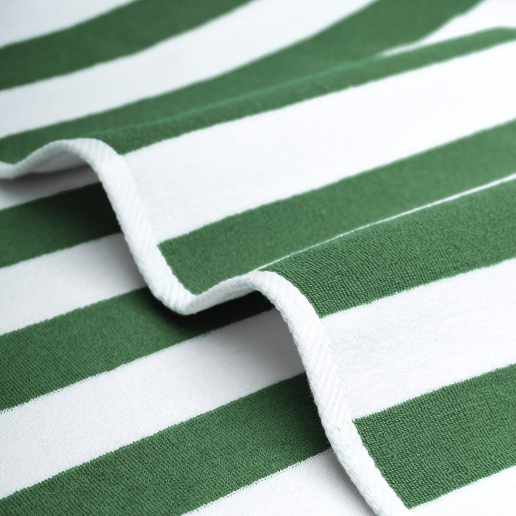 American Soft Linen Cabana Striped Beach Towels, 30x60 inch 4 Piece Oversize Pool Towels, Quick Drying Sand Free Swim Towels, Sage Green