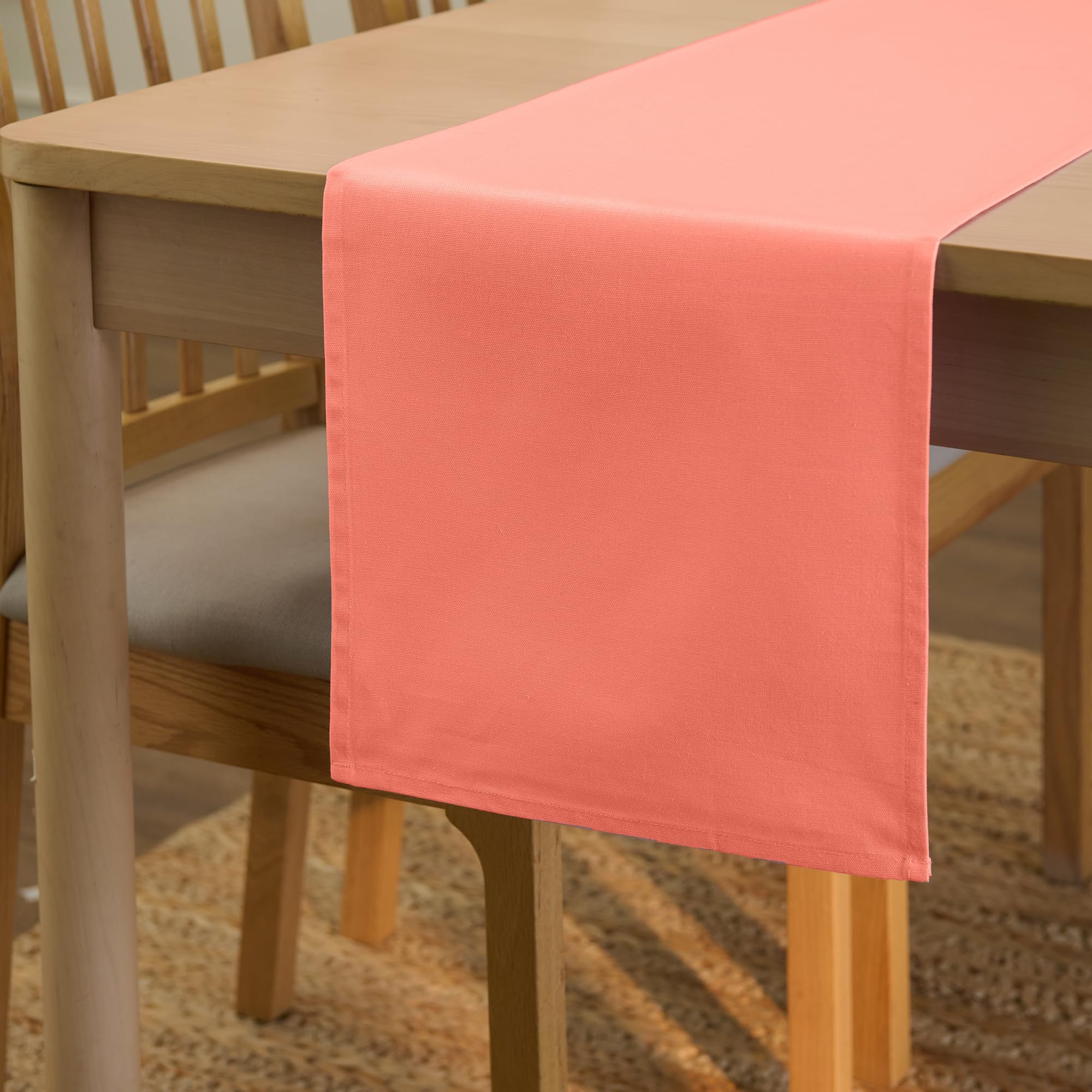 Encasa XO Table Runner 13"x72" Long | Cotton Canvas Fabric | Leaf Green Solid Color | Machine Washable & Durable