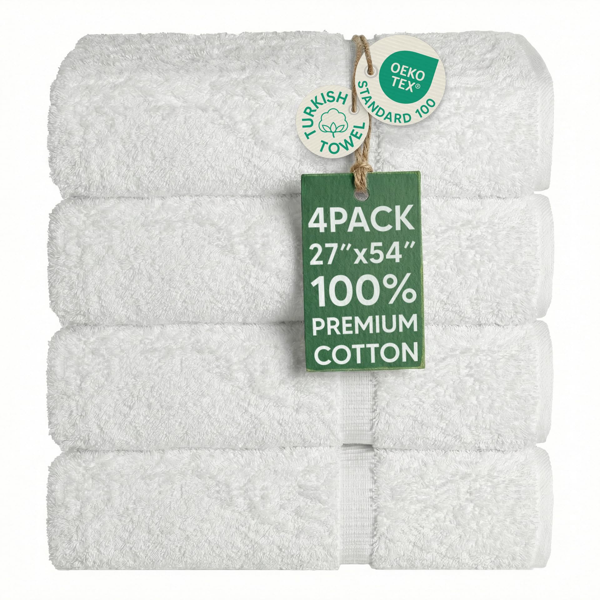Chakir Turkish Linens 4 Piece Extra Large Bath Towels, 100% Cotton Luxury Turkish Towels for Bathroom, Soft Absorbent Bath Towels, 30 x 60 Inches, Wedgewood