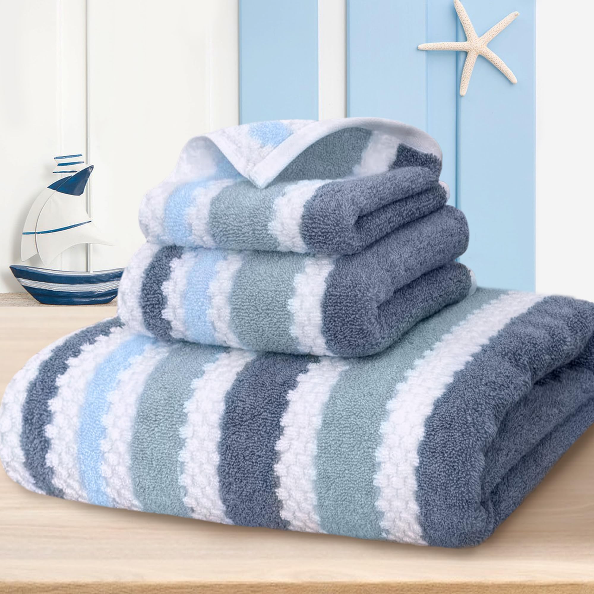 VOOVA & MOVAS Bath Towel Sets - 100% Cotton | Quick Dry | Light Weight | Thick | Soft, Beige Towels Set of 6, 2 Large Bath 30" x 56", 2 Hand 18" x 28", 2 Washcloths 13" x 13", Tan Towel Gift Set