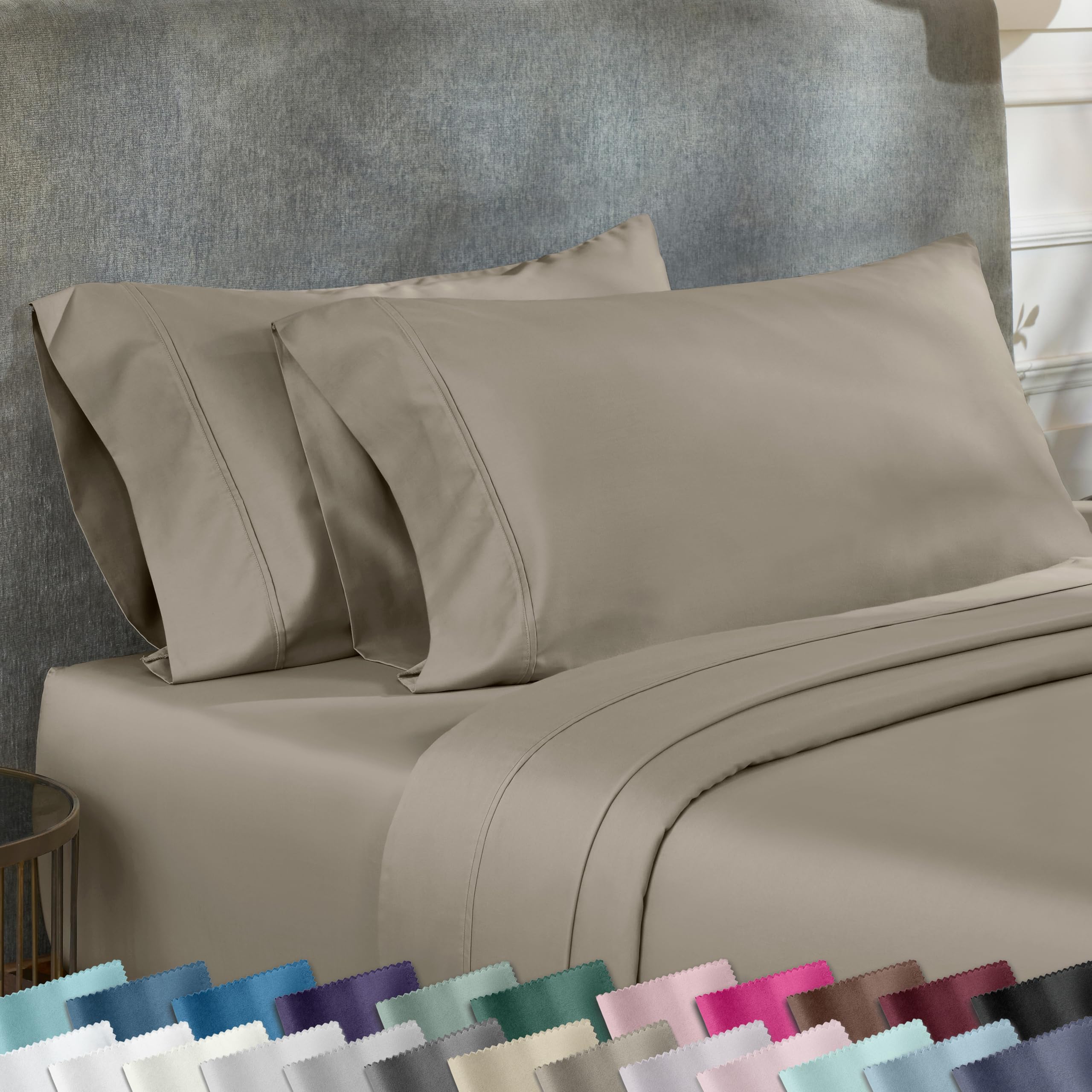 California Design Den Standard Queen Size Pillowcase Set - 400 Thread Count, 100% Cotton Sateen, Set of 2 Pillow Covers, Soft and Breathable - Bright White