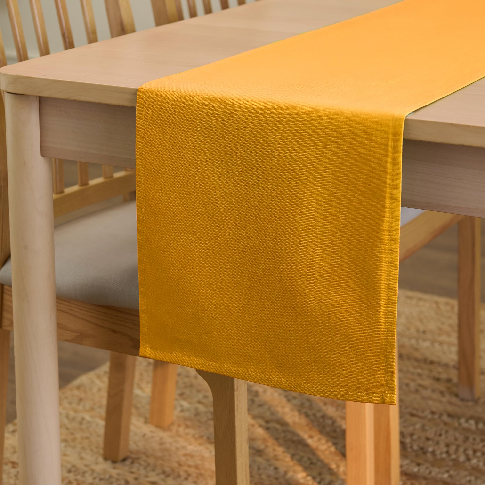 Encasa XO Table Runner 13"x72" Long | Cotton Canvas Fabric | Leaf Green Solid Color | Machine Washable & Durable