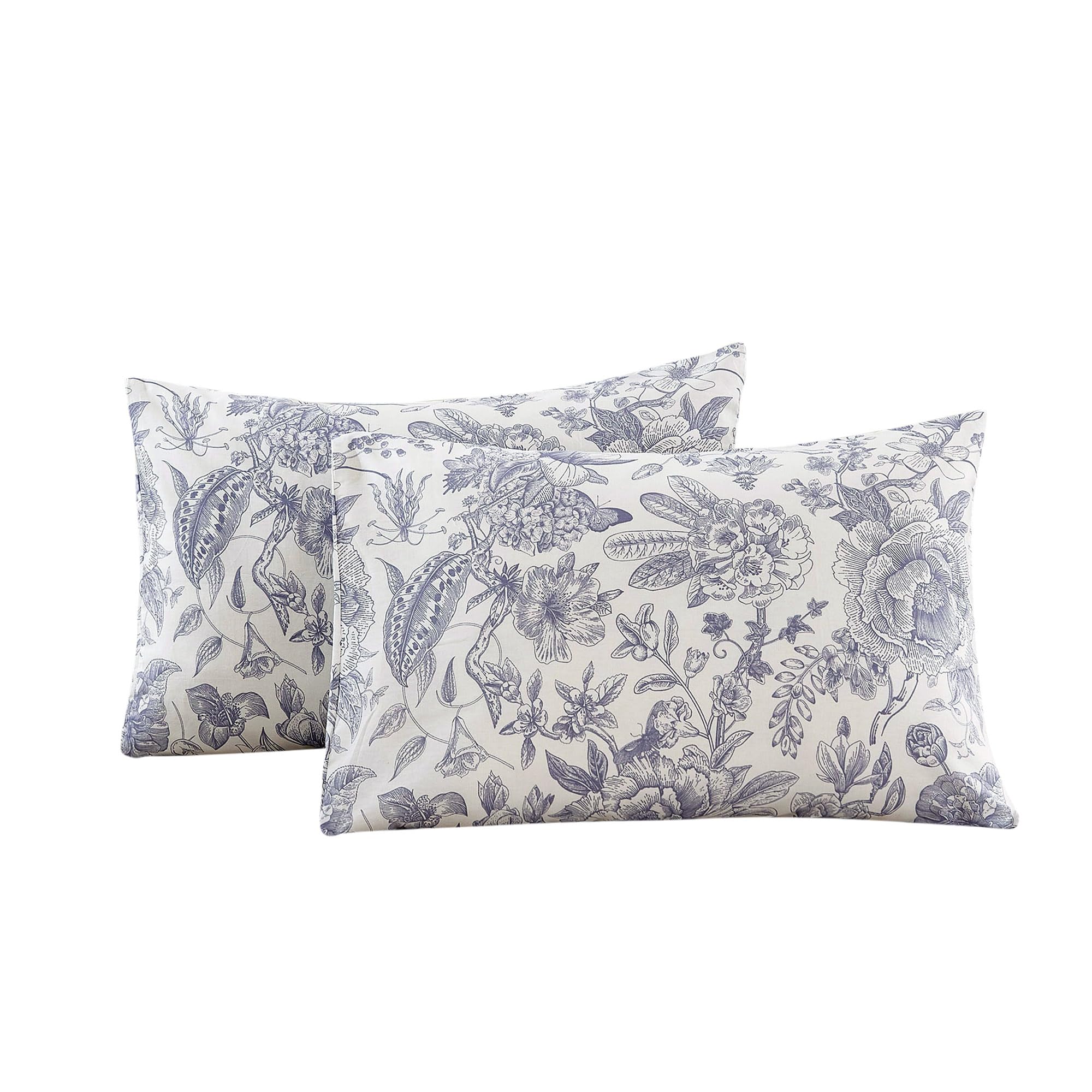 ECOCOTT 100% Cotton Pillowcases Standard Size, Floral Print Pattern Pillow Cover 4 Pack, Super Soft Envelope Closure Standard Pillow Case Set (Standard, 20"x26")