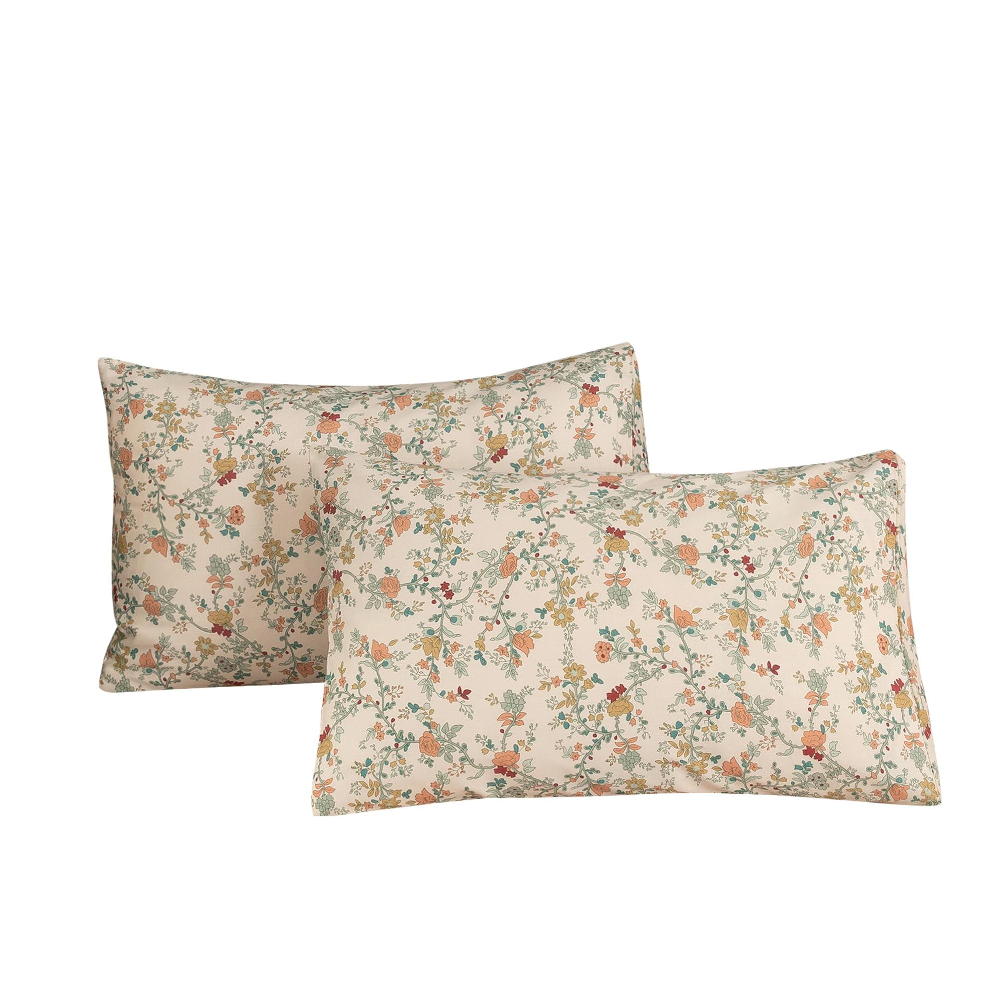 ECOCOTT 100% Cotton Pillowcases Standard Size, Floral Print Pattern Pillow Cover 4 Pack, Super Soft Envelope Closure Standard Pillow Case Set (Standard, 20"x26")