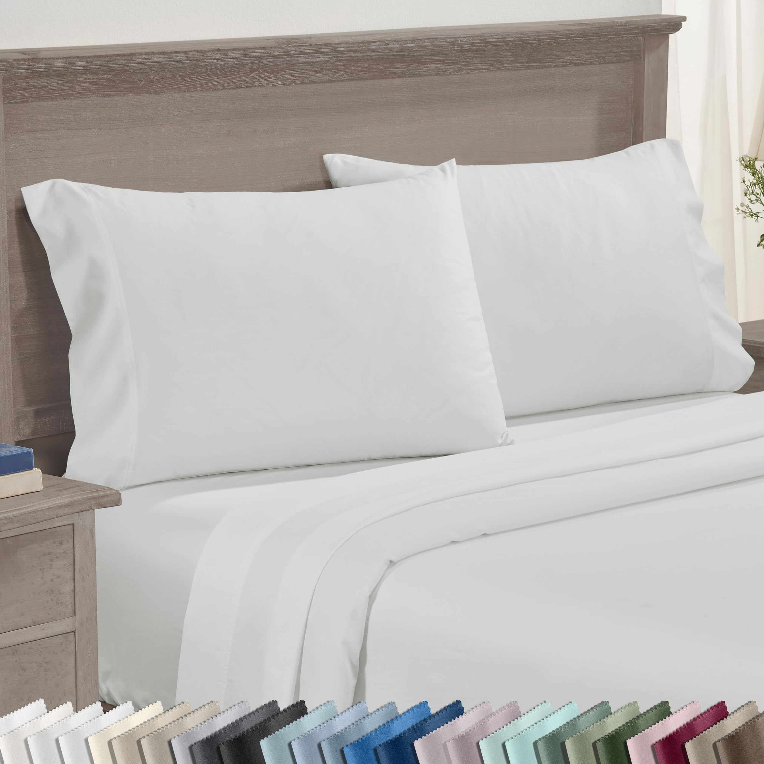 Set of 2 King Size White 600 Thread Count 100% Cotton Pillowcases