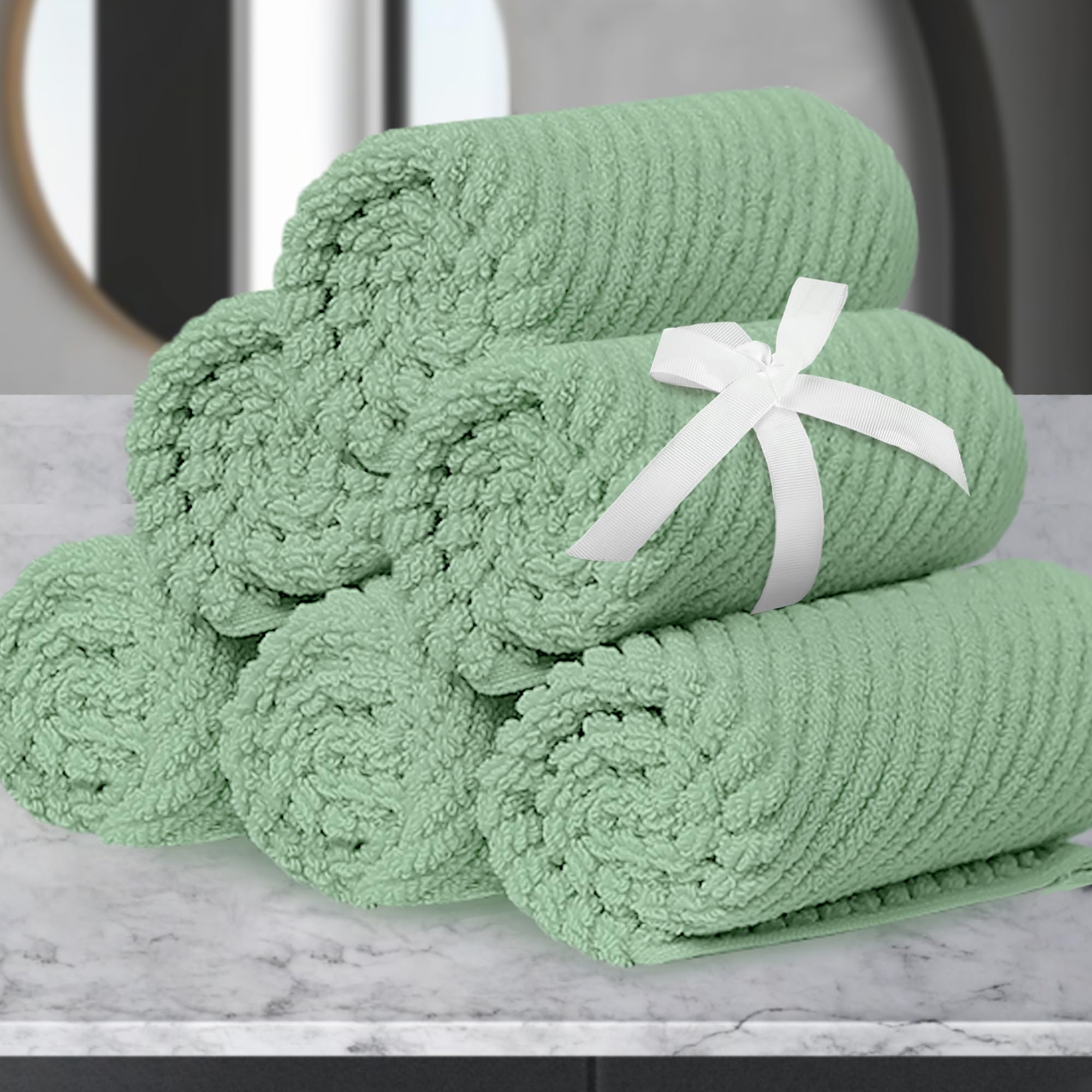 VOOVA & MOVAS Bath Towel Sets - 100% Cotton | Quick Dry | Light Weight | Thick | Soft, Beige Towels Set of 6, 2 Large Bath 30" x 56", 2 Hand 18" x 28", 2 Washcloths 13" x 13", Tan Towel Gift Set