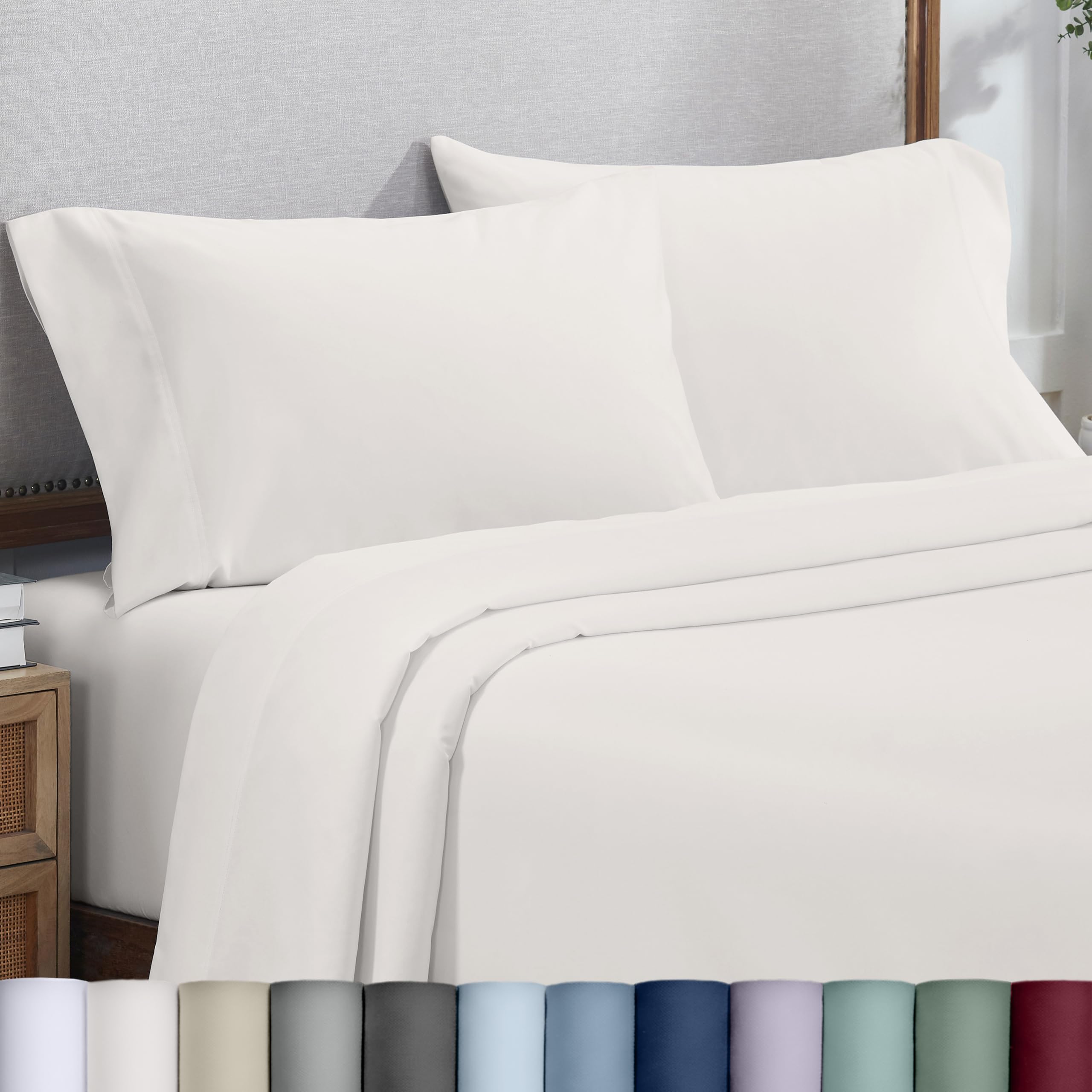 Heirloom Soft, Smooth & Thick Certified 800 Thread Count 100% Cotton Sateen, 2 King Size Pillow Cases, Fits King Pillows (Bright White)