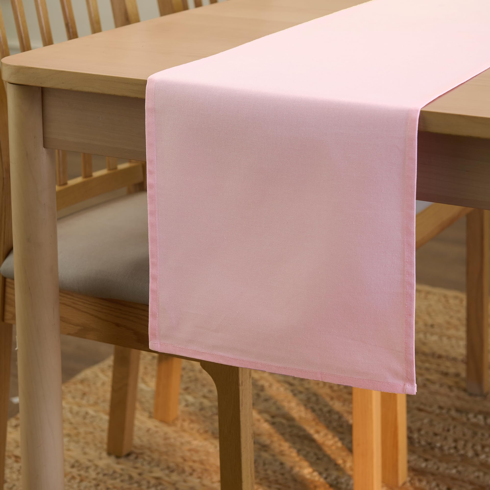 Encasa XO Table Runner 13"x72" Long | Cotton Canvas Fabric | Leaf Green Solid Color | Machine Washable & Durable