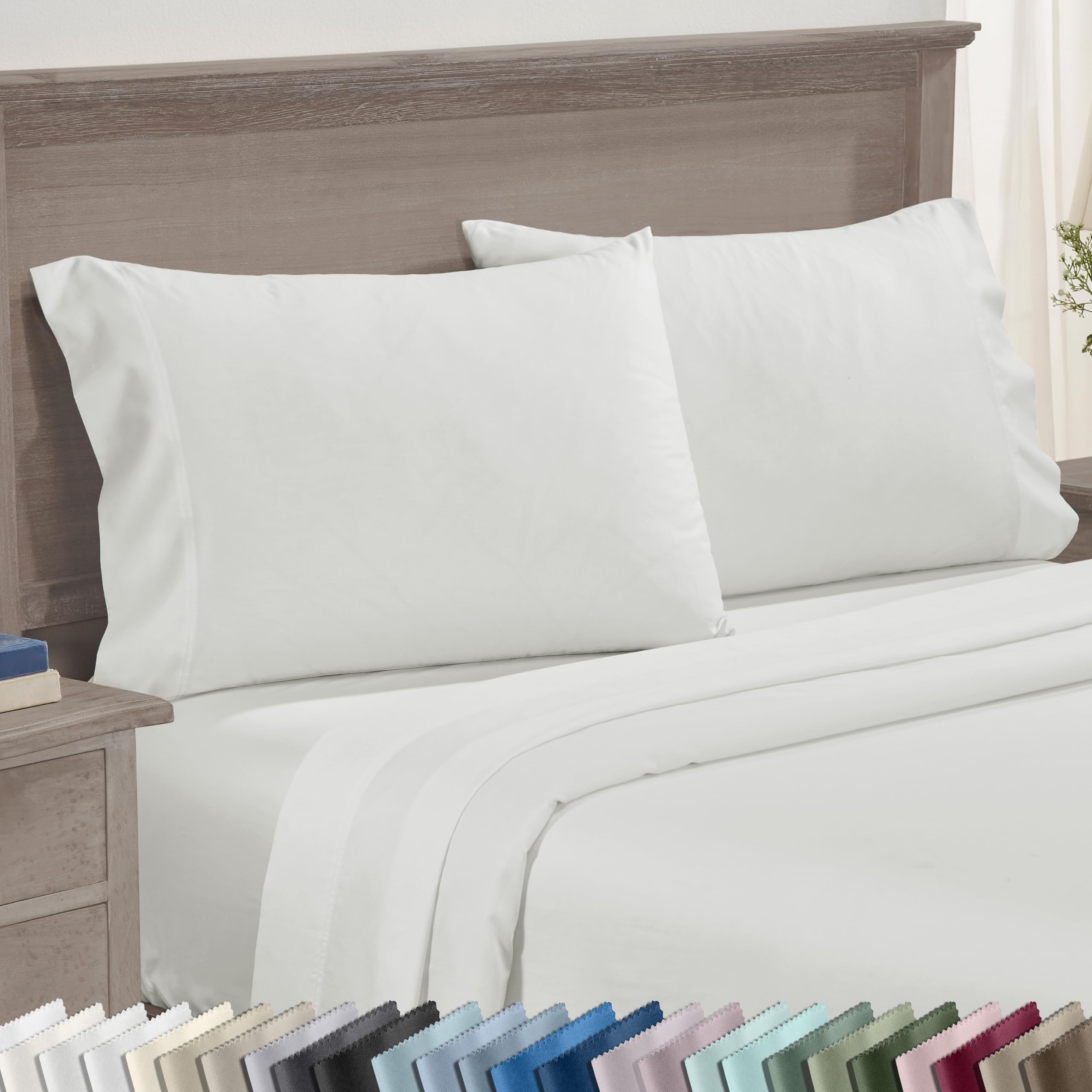 Set of 2 King Size White 600 Thread Count 100% Cotton Pillowcases