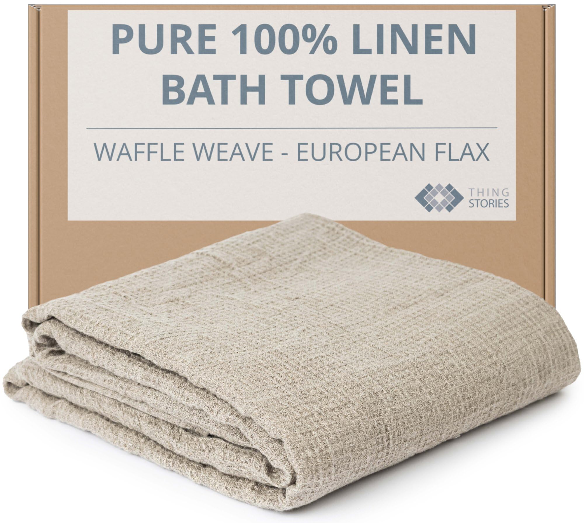 100% Linen Bath Sheet 35x70-inch - Waffle Weave Linen Bath Towel Oversized - Lightweight Absorbent Thin Waffle Bath Sheets Towels for Adults - Quick-Drying XL Travel Towel Extra Large
