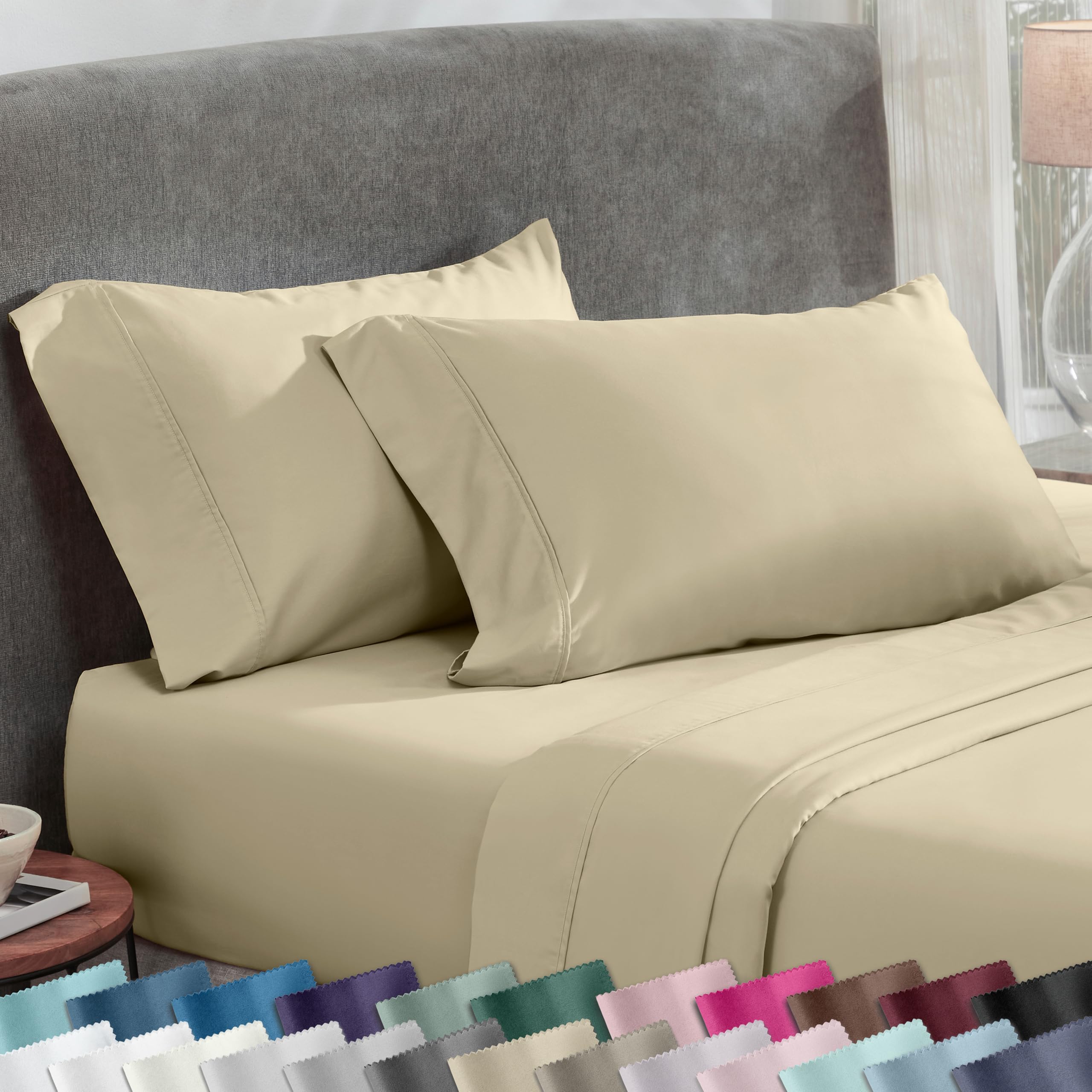 California Design Den Standard Queen Size Pillowcase Set - 400 Thread Count, 100% Cotton Sateen, Set of 2 Pillow Covers, Soft and Breathable - Bright White