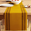 Encasa XO Dining Table Runner 13"x72" | Yarn Dyed Fine Ribbed Cotton | Ladder Yellow | Machine Washable