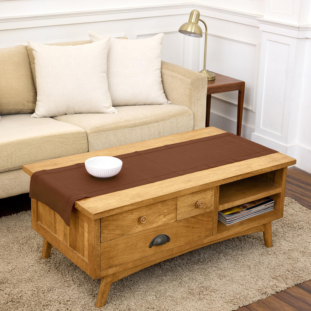 Solino Home Linen Light Natural Table Runner 72 Inches Long - 100% Pure Linen Hemstitch Table Runner 14 x 72 Inch for Dresser, Dining, Spring, Summer - Classic Hemstitch