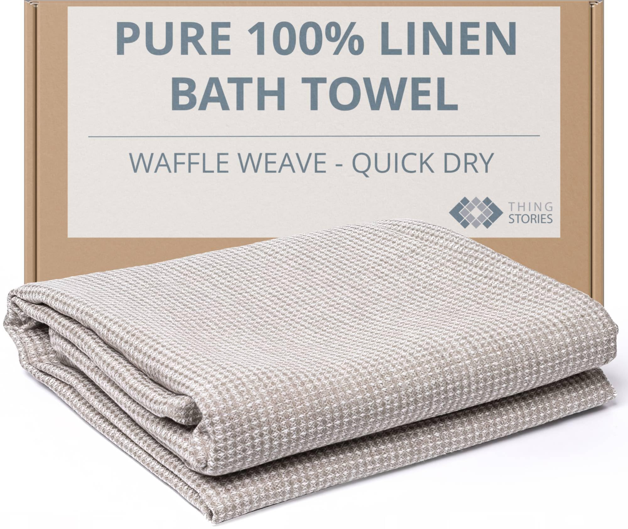 Pure 100% Linen Bath Towel - 30x60-inch Lightweight Travel Towel - Linen Beach Towel Waffle Weave Quick Dry Hair Towel - Thin Towels for Bathroom