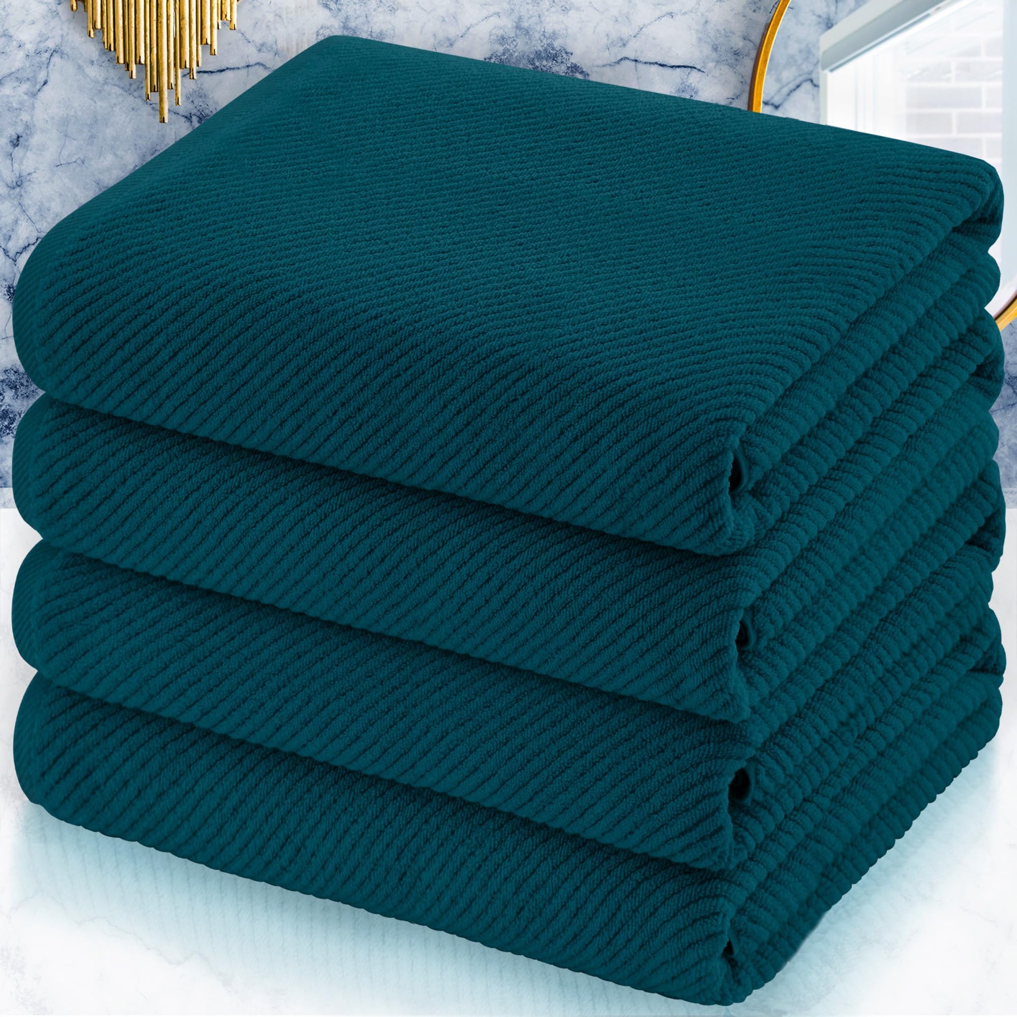 VOOVA & MOVAS Bath Towel Sets - 100% Cotton | Quick Dry | Light Weight | Thick | Soft, Beige Towels Set of 6, 2 Large Bath 30" x 56", 2 Hand 18" x 28", 2 Washcloths 13" x 13", Tan Towel Gift Set