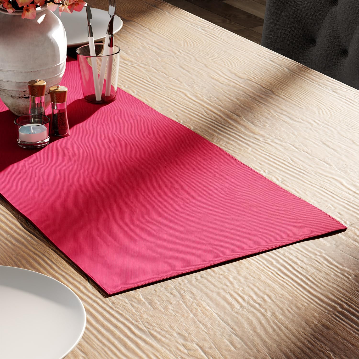 Encasa XO Table Runner 13"x72" Long | Cotton Canvas Fabric | Leaf Green Solid Color | Machine Washable & Durable