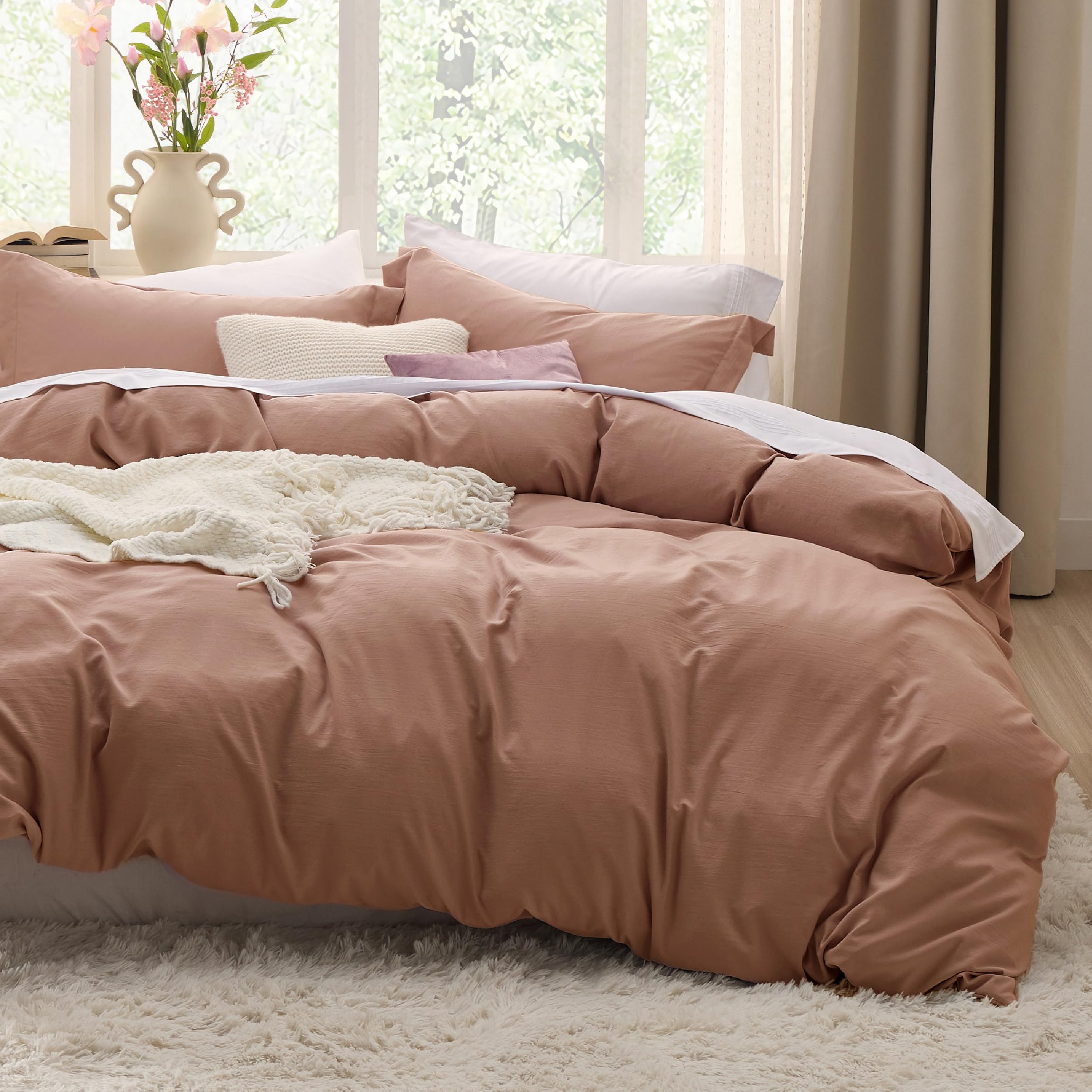 Bedsure White Duvet Cover Queen Size - 3 Pieces Prewashed Cotton-Like Polyester Extra Soft Bedding Set, Includes 1 Duvet Cover 90x90 Inches with Zipper Closure & 2 Pillow Shams, Comforter Not Included